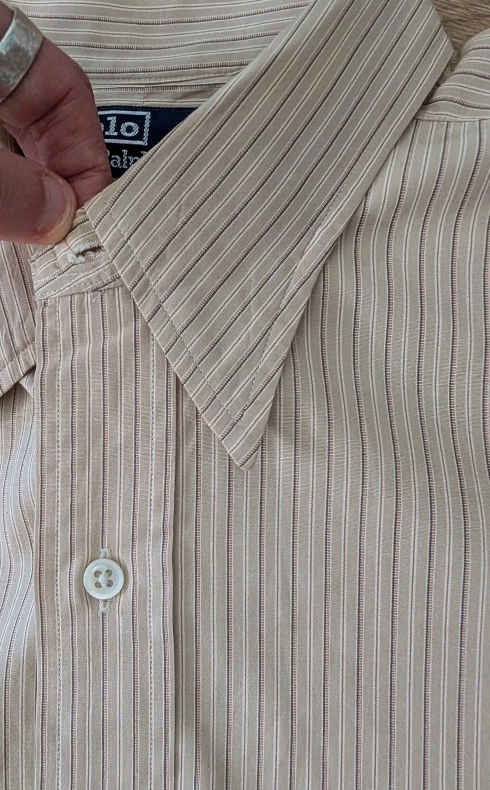 Polo Ralph Lauren Polo Ralph Lauren Tan Stripe Spearcollar Shirt 16.5-34 Size US XL / EU 56 / 4 - 3 Thumbnail