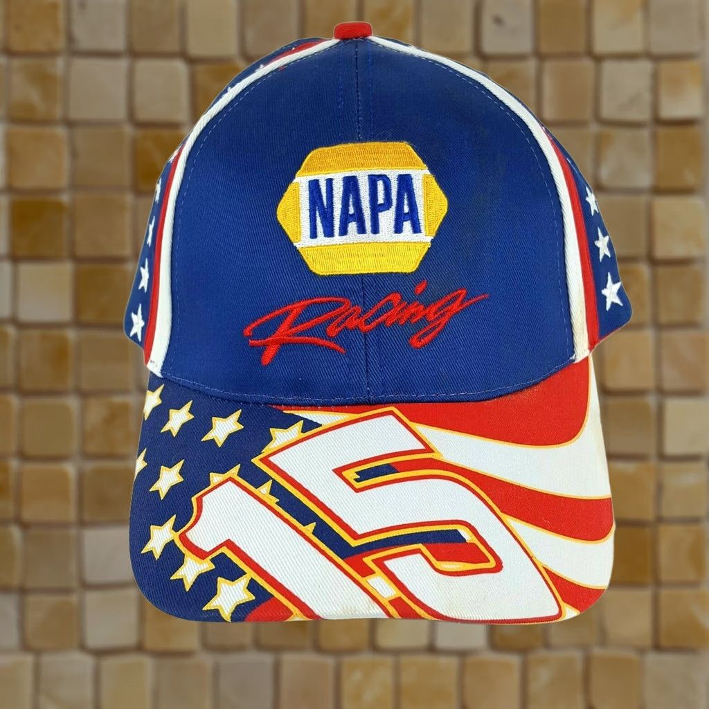 NASCAR VTG Napa Racing NASCAR USA Flag #15 Trucker Hat Snapback Cap Patriotic Hat Men Adjustable Multicolor 90s Retro Sports USA NASCAR Sunglasses? Size ONE SIZE - 1 Thumbnail