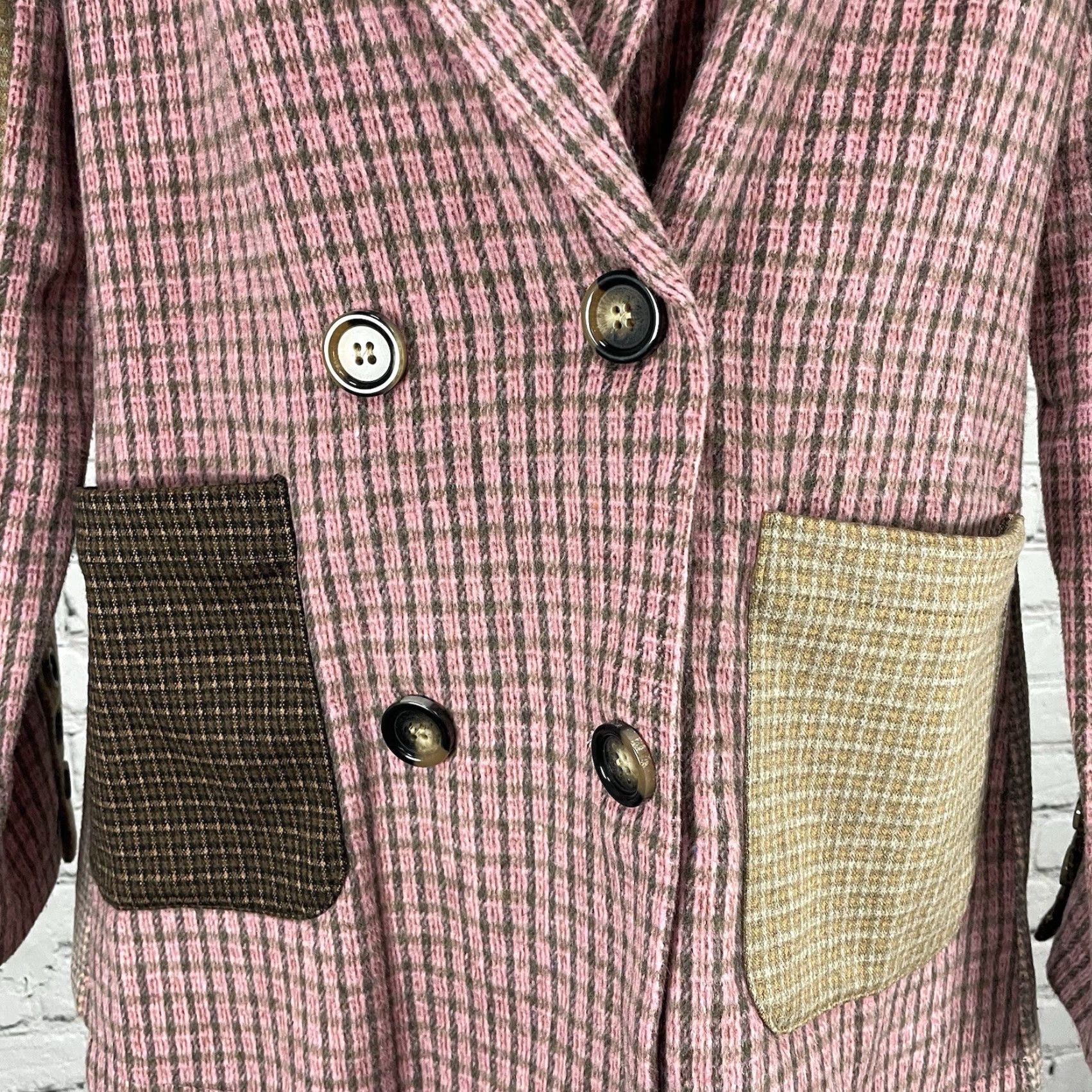 Vintage Mystree Pink & Brown Double Breasted Peak Vented Blazer Size S Womens Size S / US 4 / IT 40 - 6 Thumbnail