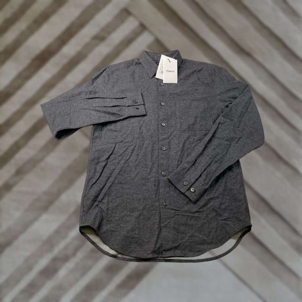 Theory NWT THEORY Irving DN Shirt Gray Maxson Brushed Cotton Button Down Men’s Small Size US S / EU 44-46 / 1 - 1 Thumbnail