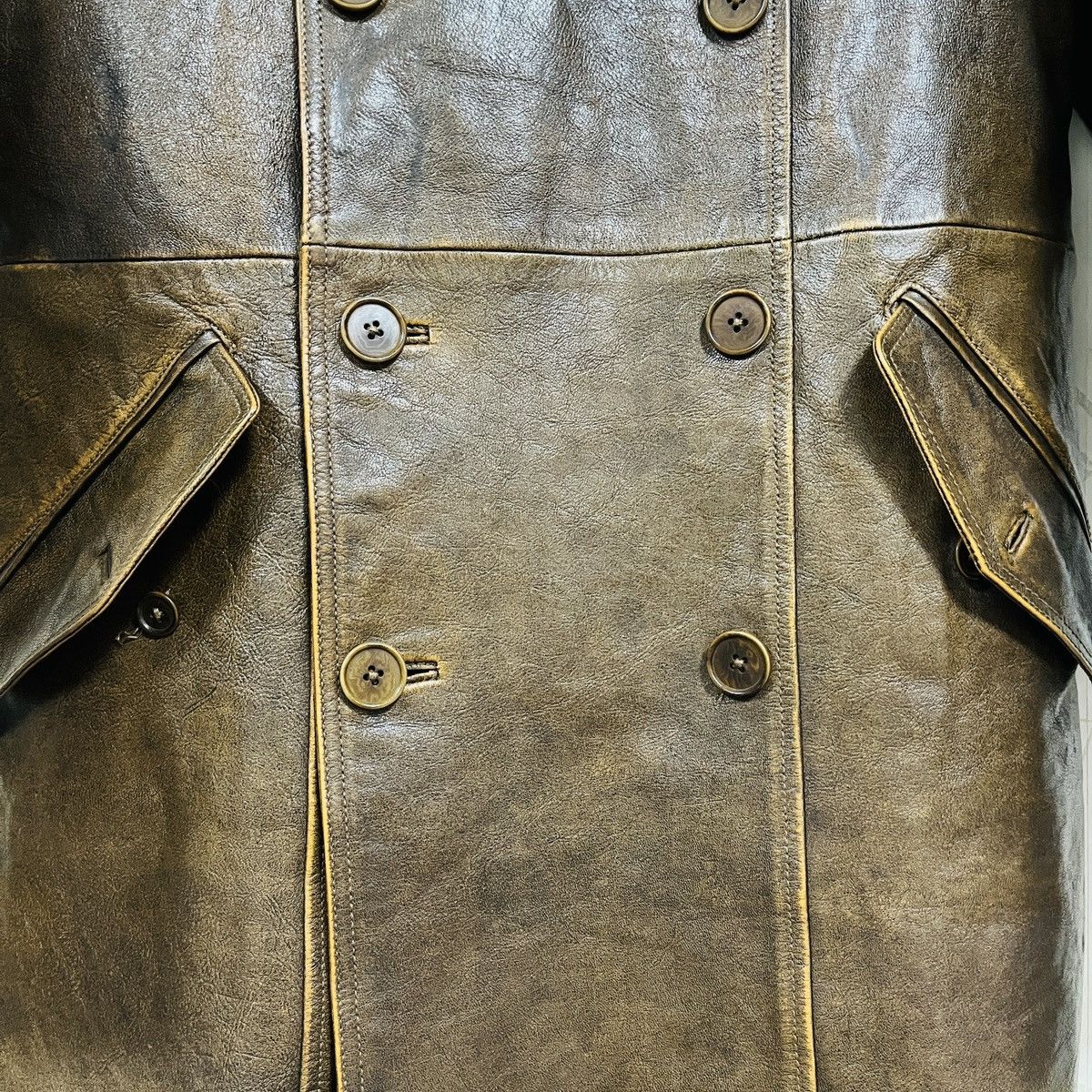 Genuine Leather × John Varvatos JOHN VARVATOS GOAT LEATHER TRENCH COAT ITALY SIZE 52 Size US L / EU 52-54 / 3 - 12 Thumbnail