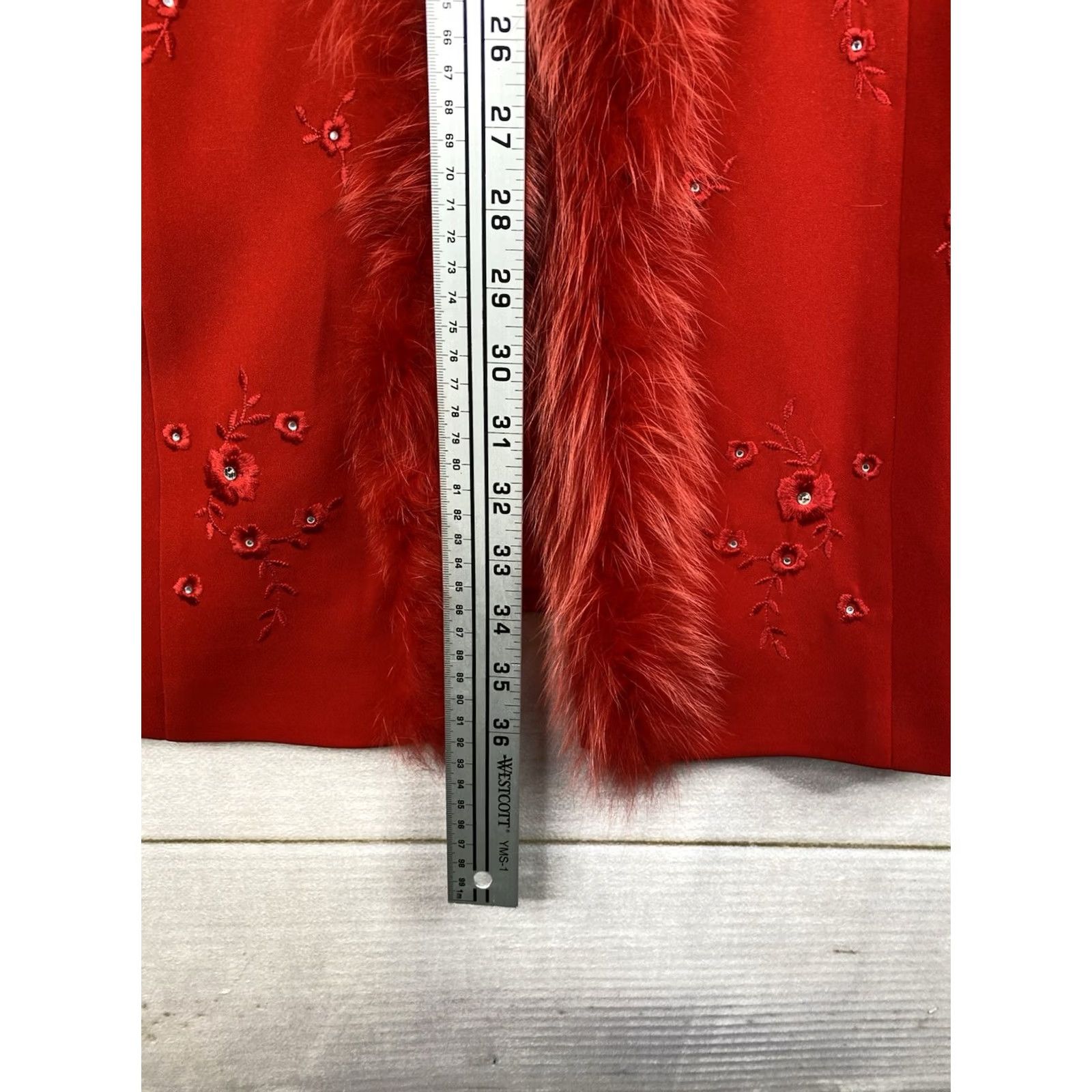 Marcs Ben Marc Red Skirt Suit 2pc Sz 12 Velvet? Faux Fur Jacket Vintage No Size 34" / US 12 / IT 48 - 4 Thumbnail