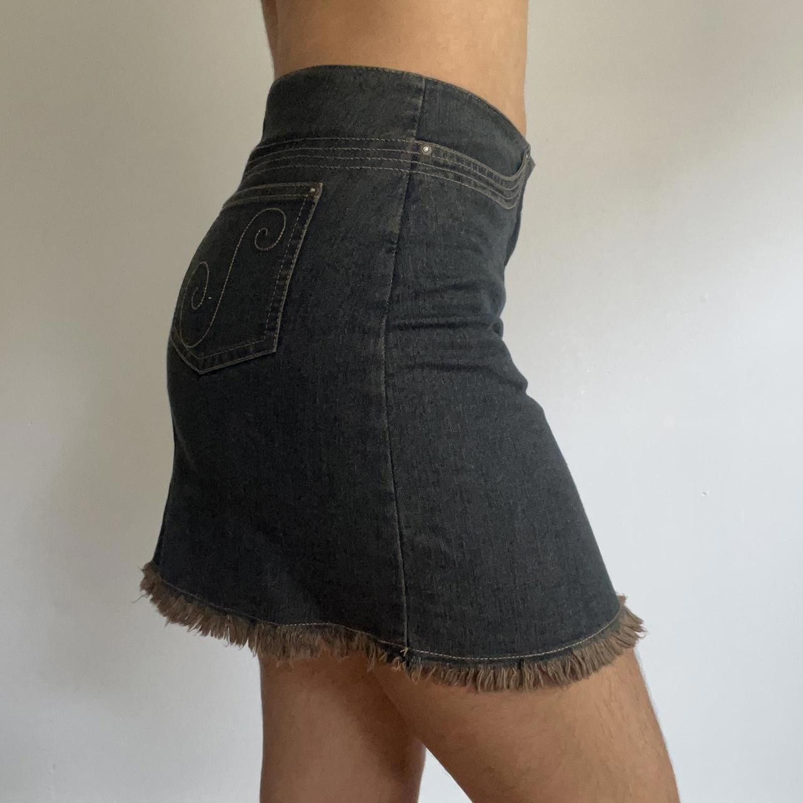 Other Mini denim skirt with fringe hem #miniskirt Size 27" / US 4 / IT 40 - 6 Thumbnail