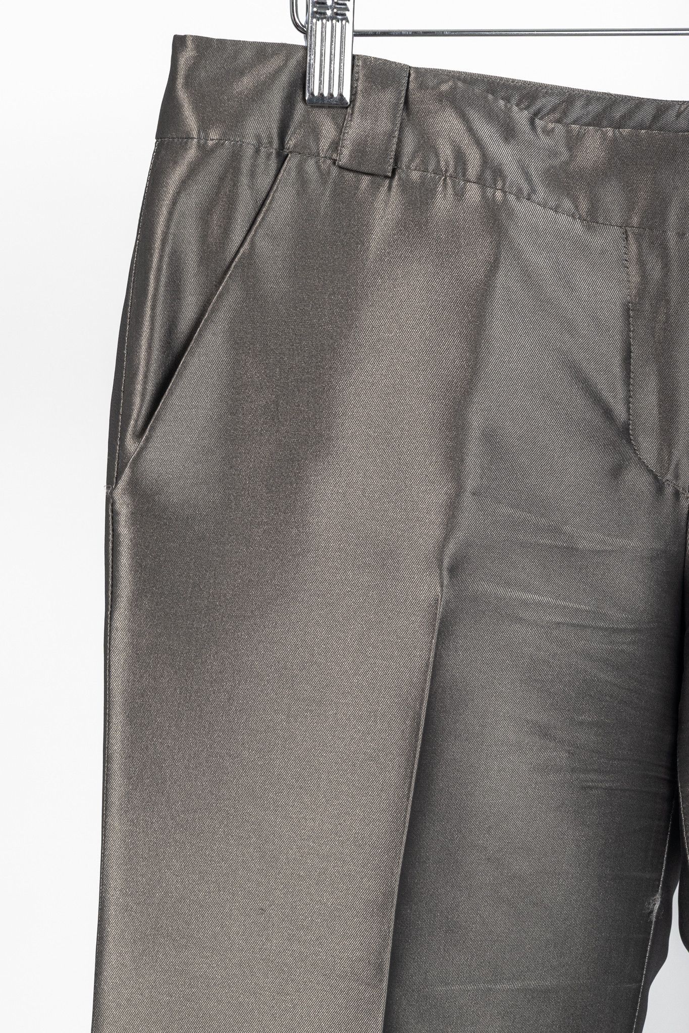 Burberry Burberry Grey Silk-Blend Taffeta Flared Trousers Size 28" / US 6 / IT 42 - 4 Thumbnail
