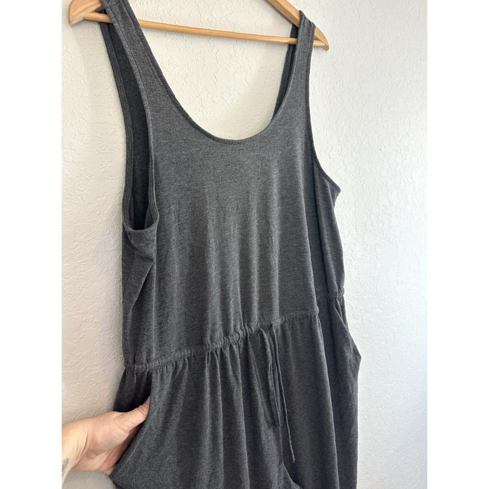 Torrid Torrid Jumpsuit Womens Plus Size 1 Gray Sleeveless Jersey Pockets Drawstring Waist Casual One-Piece Size XS / US 0-2 / IT 36-38 - 4 Thumbnail