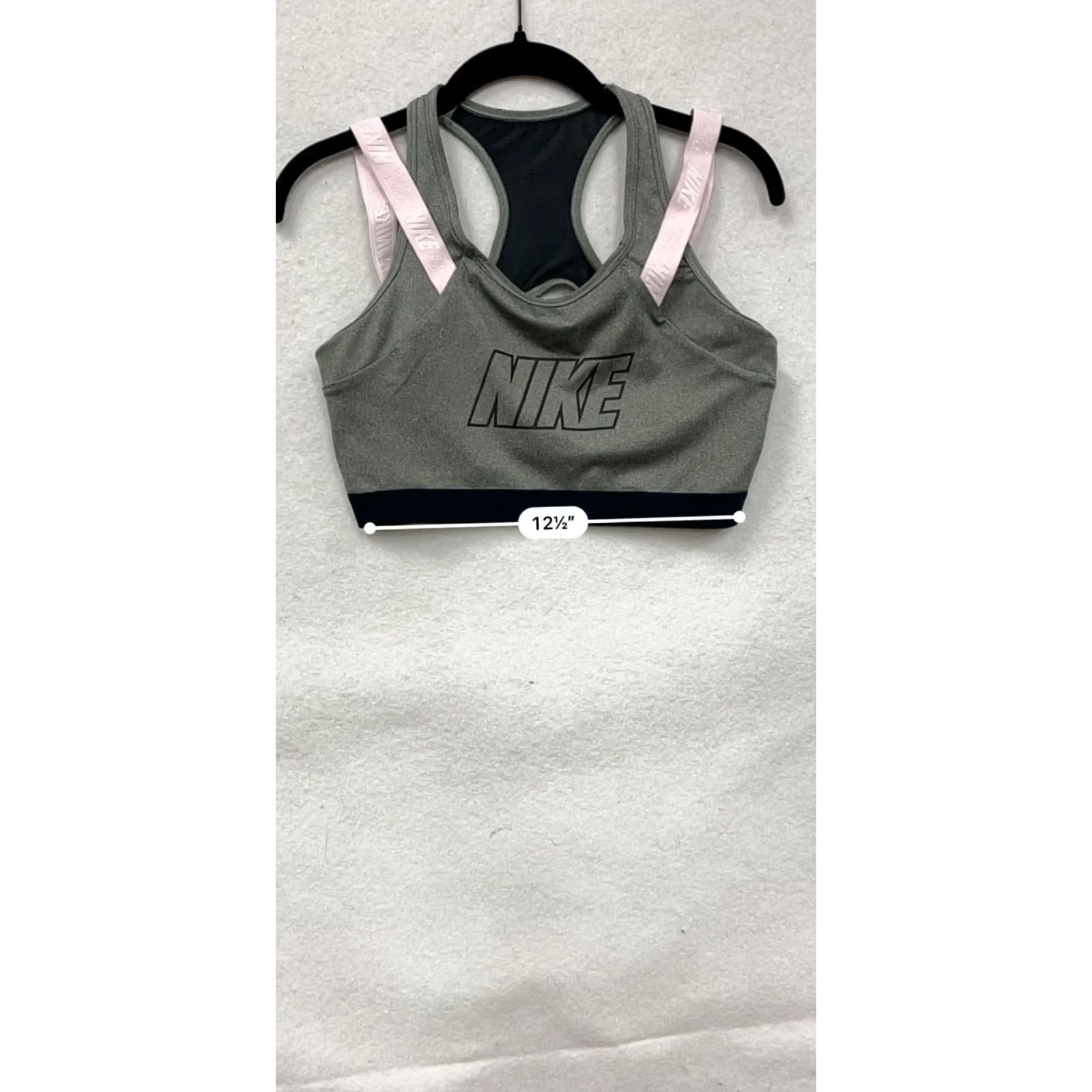 Nike Nike Womens L Racerback Sports Bra Color Gray Size ONE SIZE - 8 Thumbnail