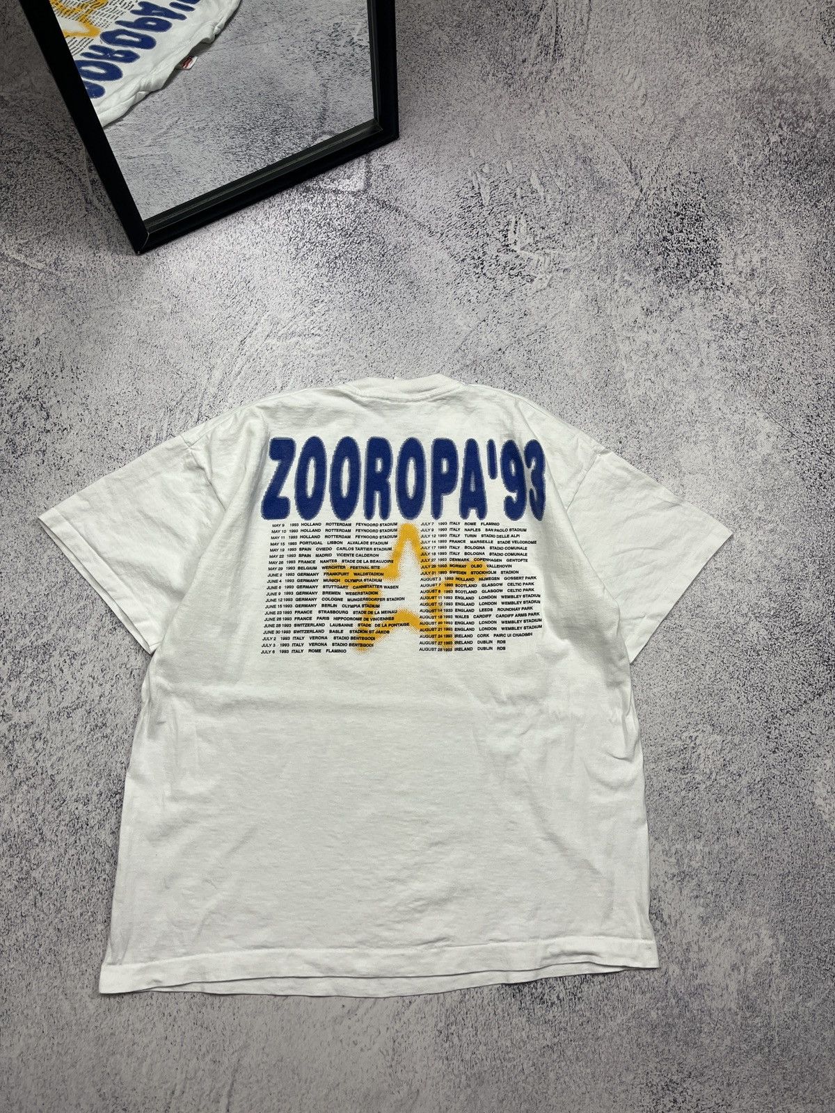 Band Tees × Fruit Of The Loom × Vintage Vintage 1993 U2 Zooropa Tour Rock Band T-Shirt Tee Boxy Rare Size US XL / EU 56 / 4 - 11 Thumbnail