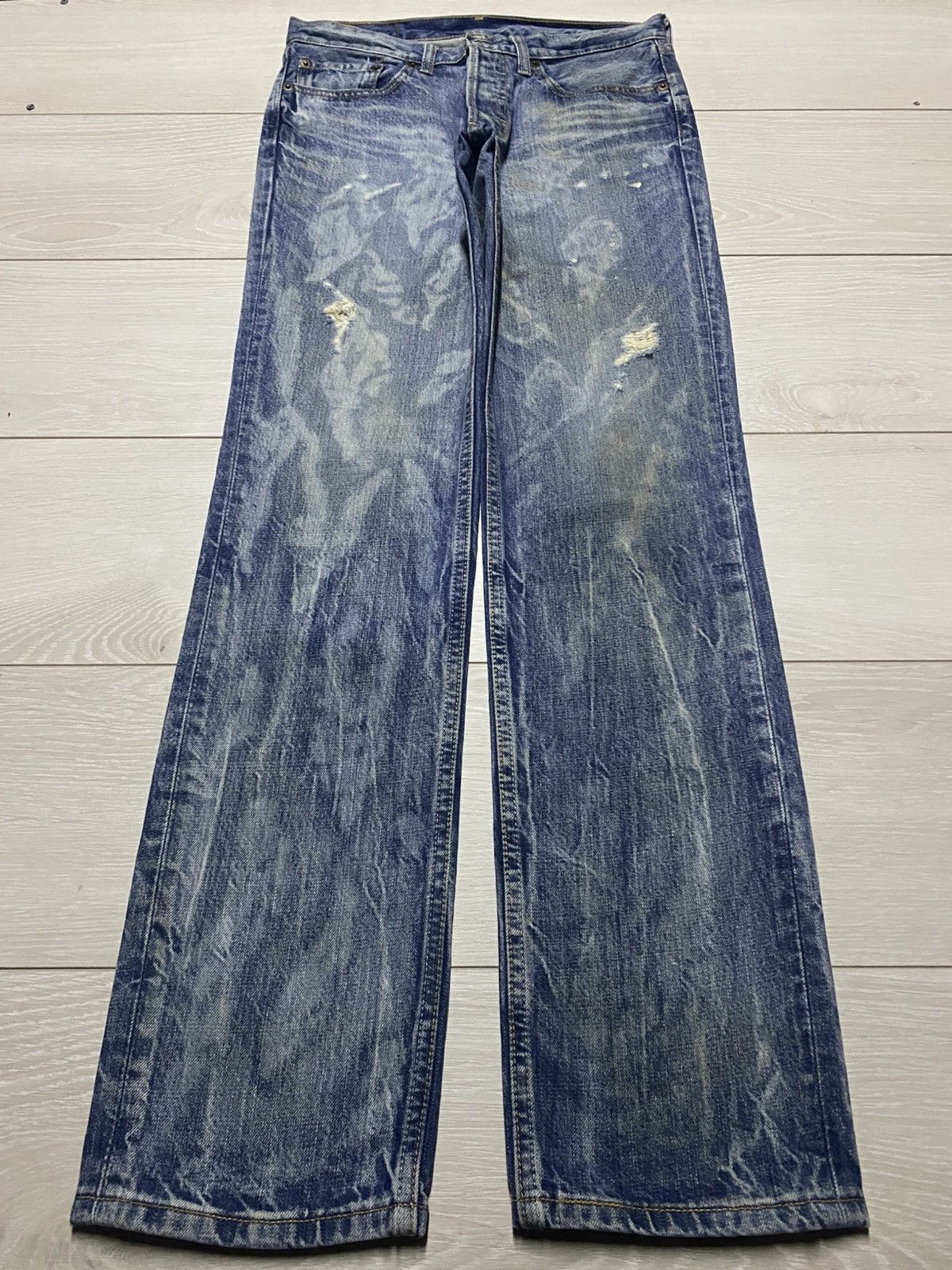Levi's Vintage Levis 501 Bleached Distressed Jeans Size US 30 / EU 46 - 1 Thumbnail