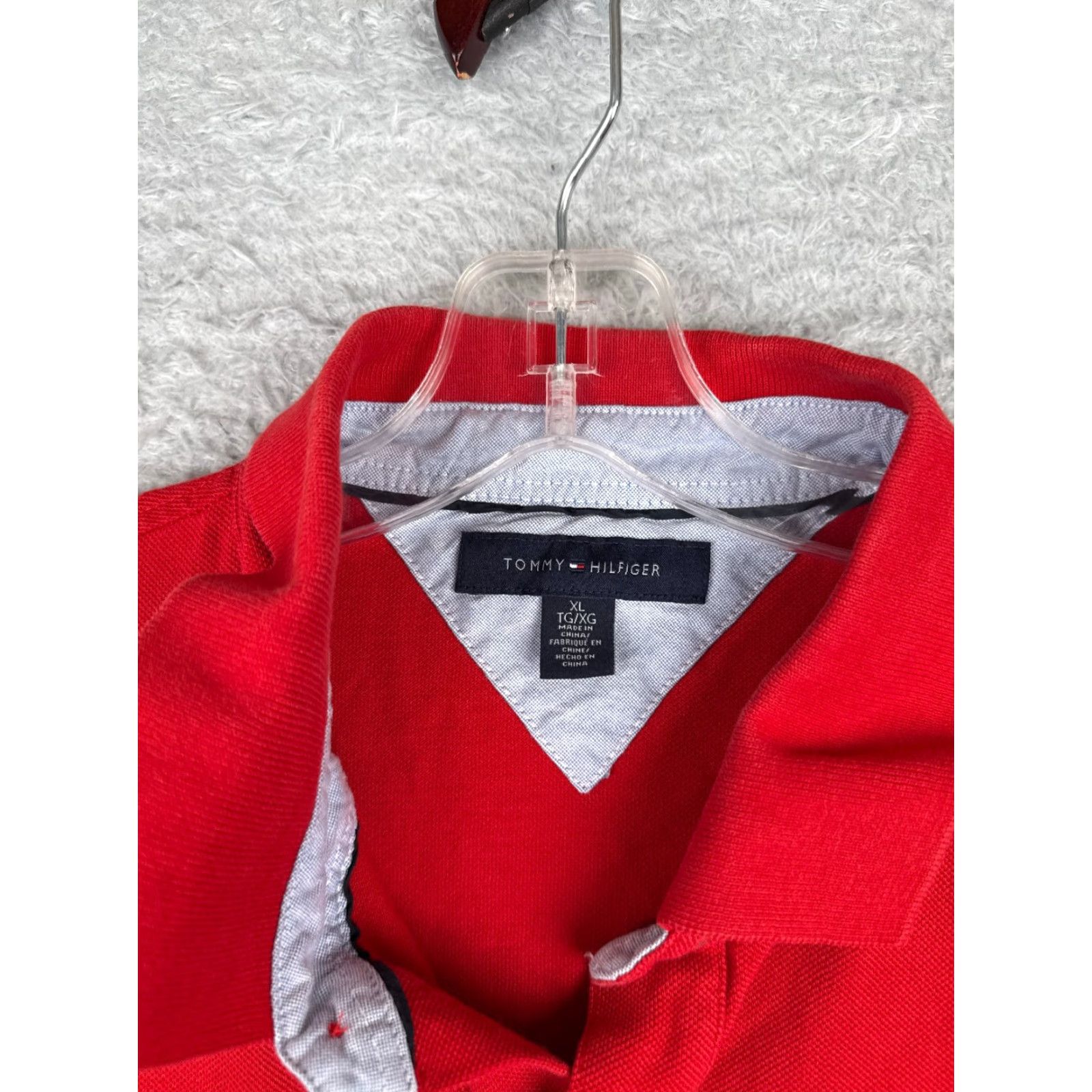 Tommy Hilfiger Tommy Hilfiger Polo Shirt Men XL Red 100% Cotton Jersey Short Sleeve Slim Embroidered Logo Polo Size US XL / EU 56 / 4 - 7 Thumbnail
