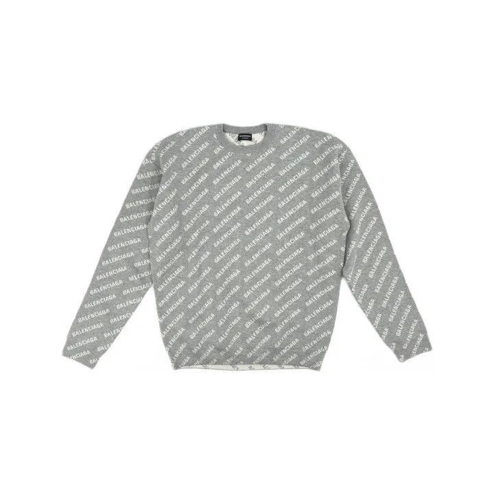 Balenciaga Balenciaga Gray Logo Print Long Sleeve Sweater 0079-2507 Size US S / EU 44-46 / 1 - 2 Thumbnail