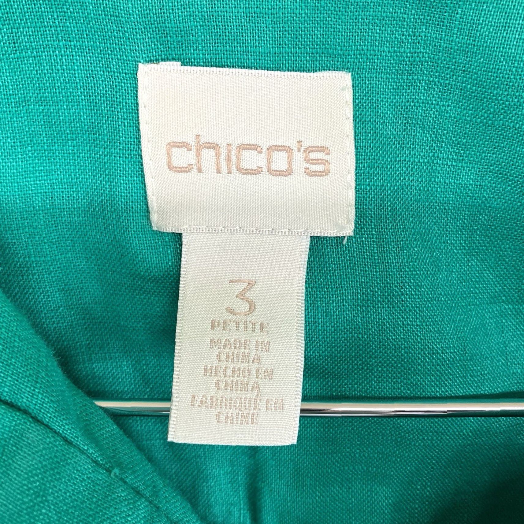 Vintage Chicos Side Slit Linen Tunic Sleeveless Top Congo Green Women's Petite PXL Size 3 Size XL / US 12-14 / IT 48-50 - 3 Thumbnail