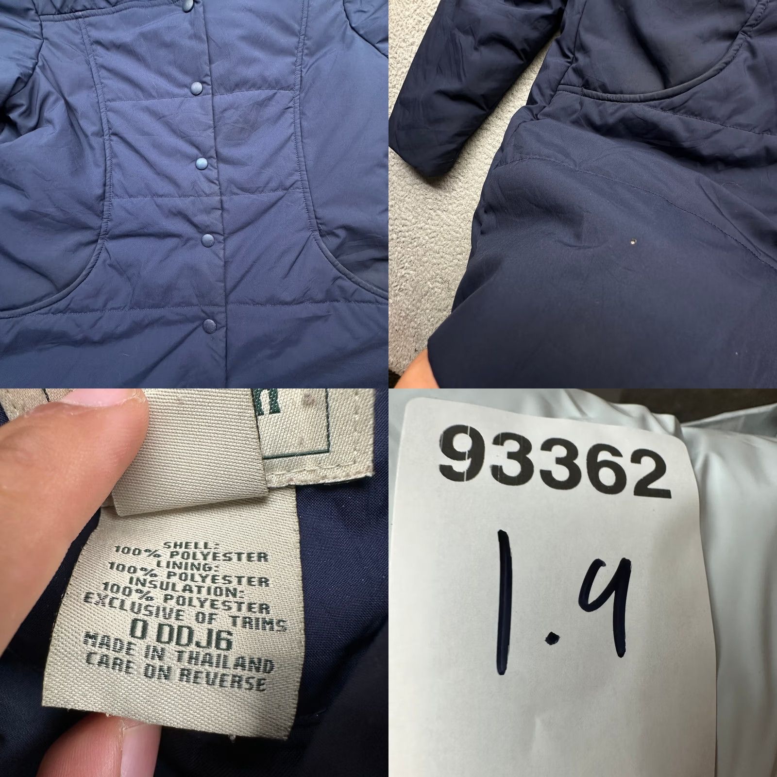 Vintage LL Bean DDJ6 Blue Quilted Puffer Coat Womens Medium Snap Front Mid Length Jacket Size M / US 6-8 / IT 42-44 - 8 Thumbnail