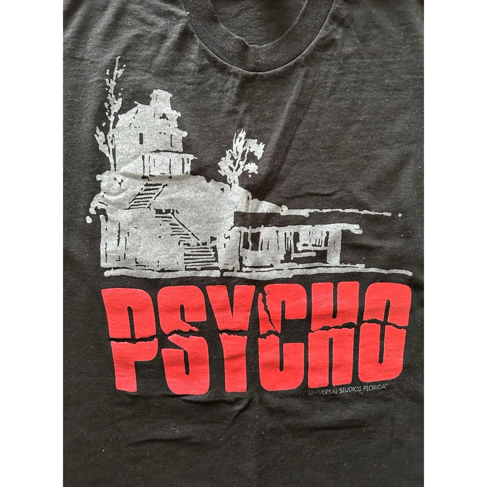 Fruit Of The Loom VINTAGE Universal Studios Psycho Promo T-Shirt XL Black Mens 80s 90s RARE Fruit of the Loom Regular Crew Neck Size US XL / EU 56 / 4 - 2 Thumbnail