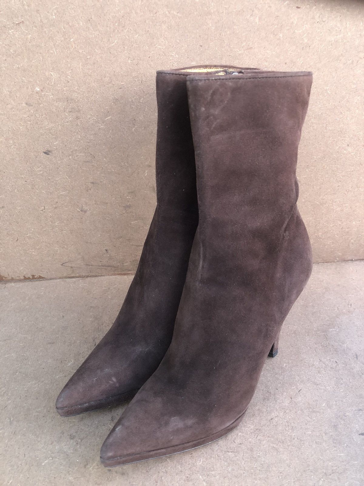 PRADA tan suede wedge ankle boots selling 37.5