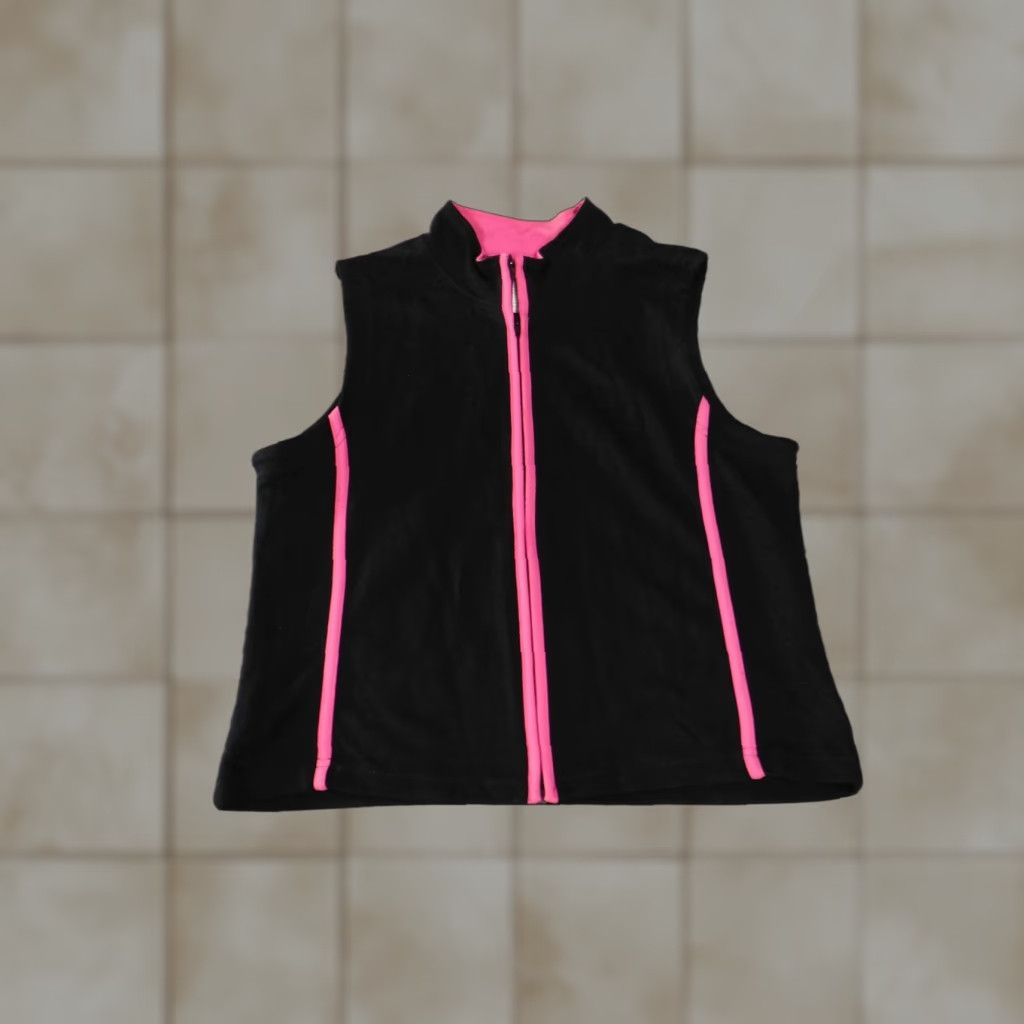Coldwater Creek Coldwater Creek Vest Womens Petite XL Black Pink Zip Front Sleeveless Fleece Size XL / US 12-14 / IT 48-50 - 1 Thumbnail