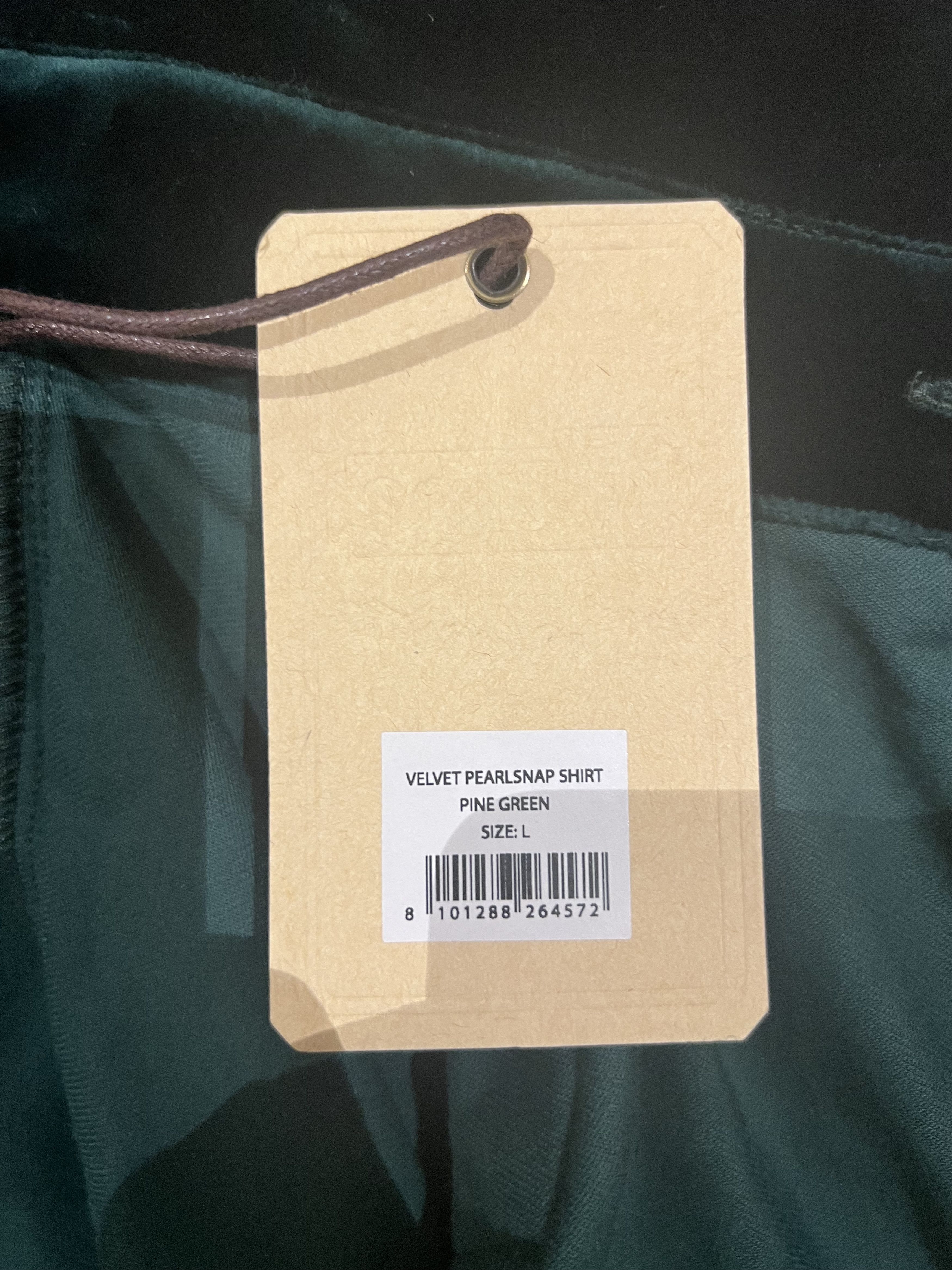 WYTHE 💚 Wythe Velvet Pearlsnap Shirt Pine Green Large NEW Size US L / EU 52-54 / 3 - 15 Thumbnail