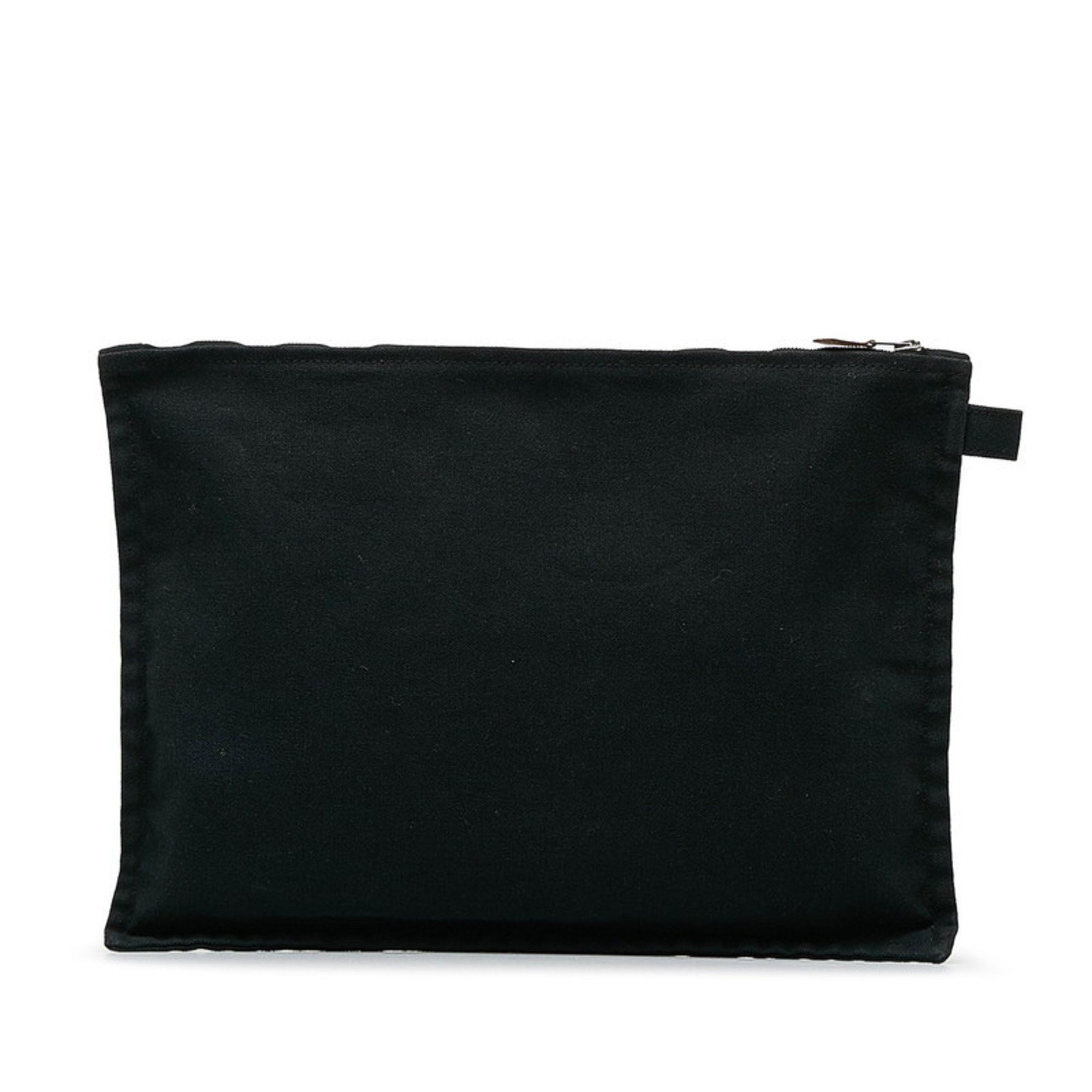 image of Hermes Second Bag Pouch Black Canvas Women's Hermes