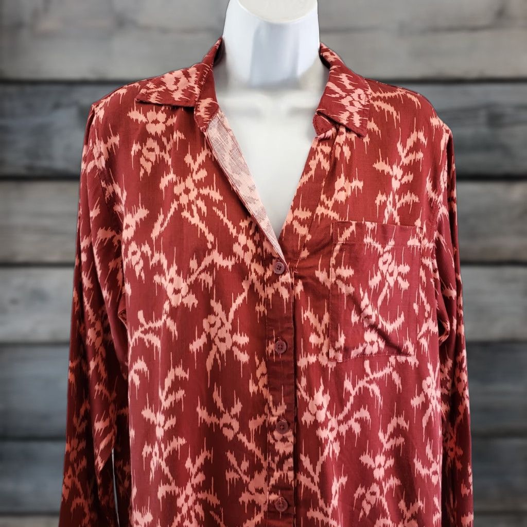 Vintage Knox Rose Womens Button Front Shirt Sz S Red Long Sleeve Lyocell Size S / US 4 / IT 40 - 1 Thumbnail