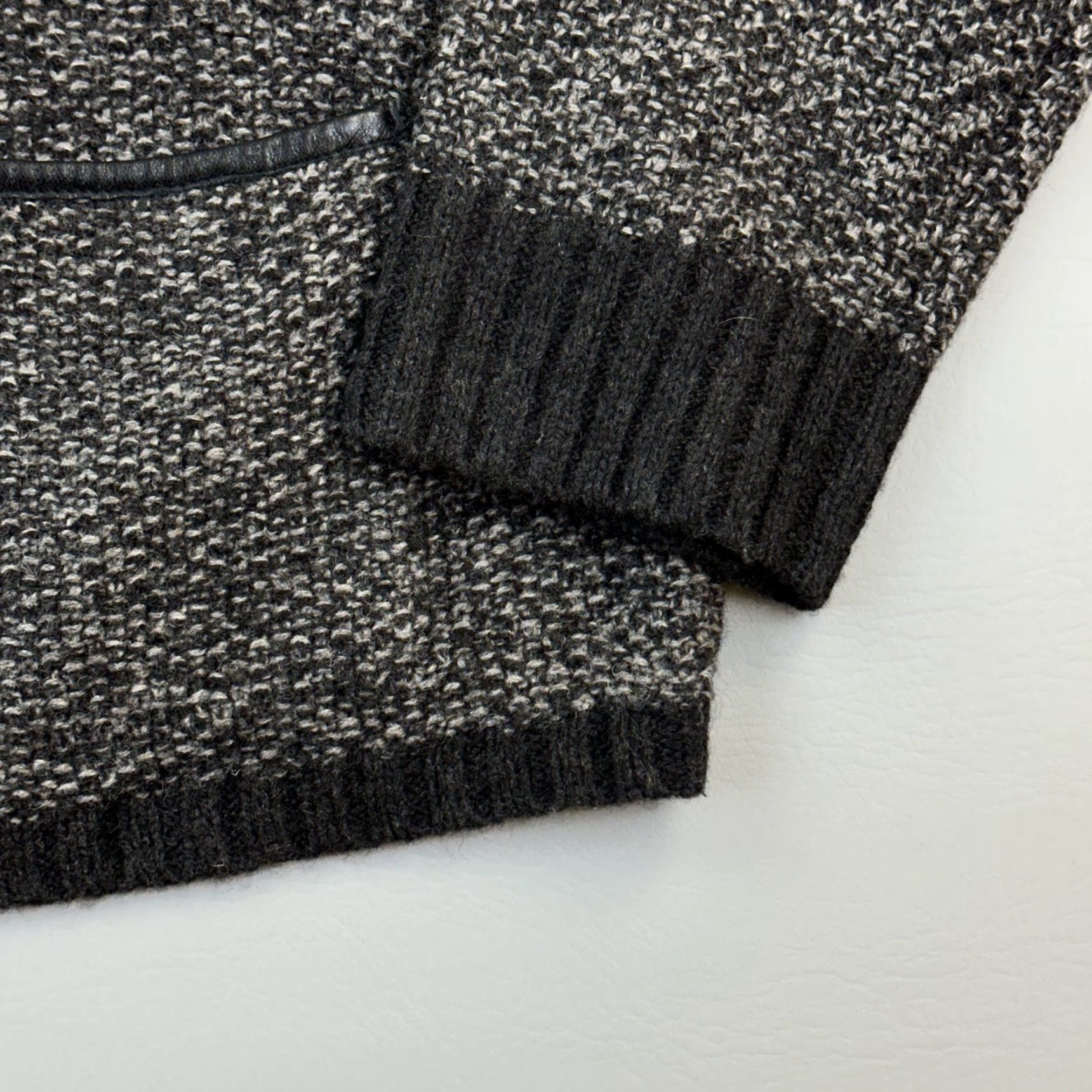 Eileen Fisher Eileen Fisher Sweater Womens Large Wool Yak Leather Trim Textured Knit Cardigan Size L / US 10 / IT 46 - 3 Thumbnail