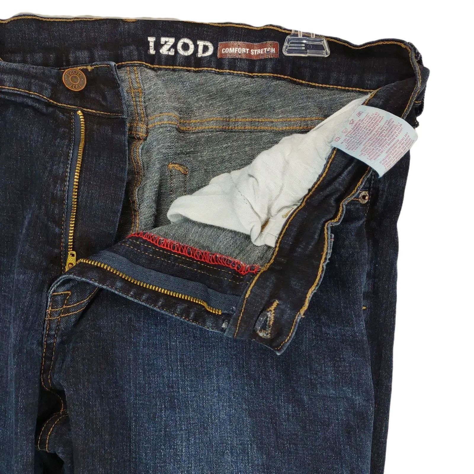 Izod IZOD Men's 36" Dark Wash Stretch Denim Cuff Leg Jeans Size US 36 / EU 52 - 5 Thumbnail