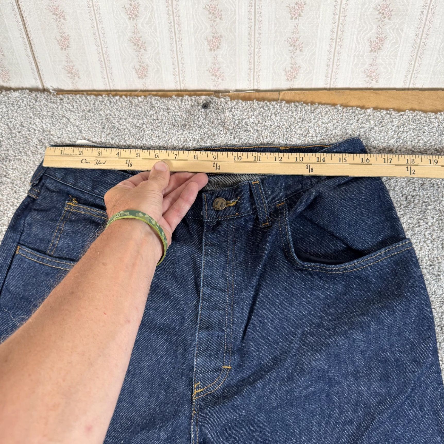 Vintage Tyndale Jeans Men 32x30 FR Flame-Resistant Blue Denim Indura I230T USA Zip Pockets 5-Pocket Mens Straight Jeans Size US 34 / EU 50 - 2 Thumbnail