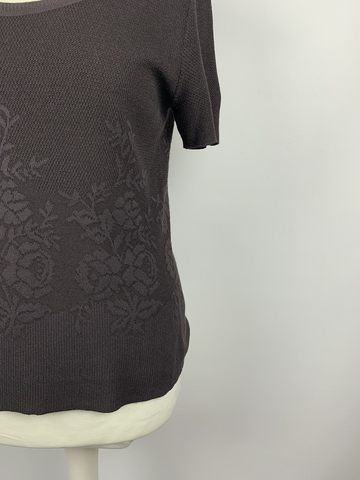 Weekend Max Mara Weekend Max Mara Knit T-Shirt Short Sleeve Brown Flower Y2K Size L / US 10 / IT 46 - 5 Thumbnail