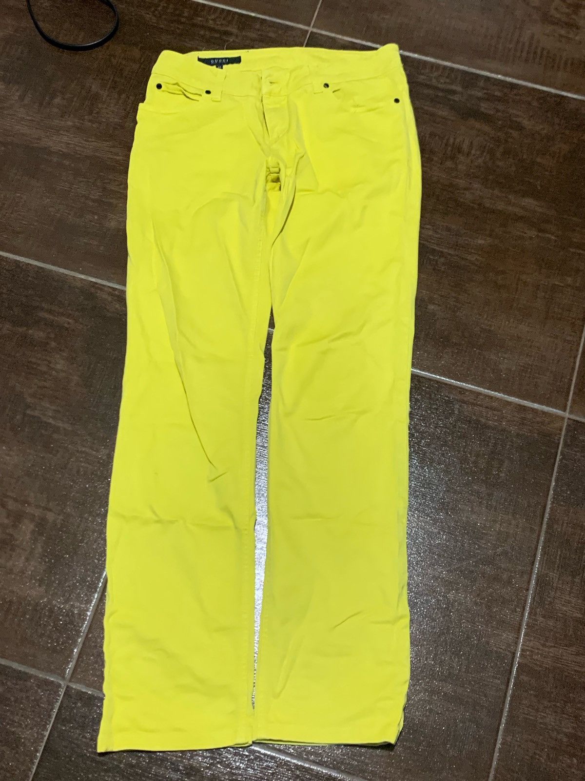 image of Gucci Yellow Big Logo Jeans, Women's (Size 40)