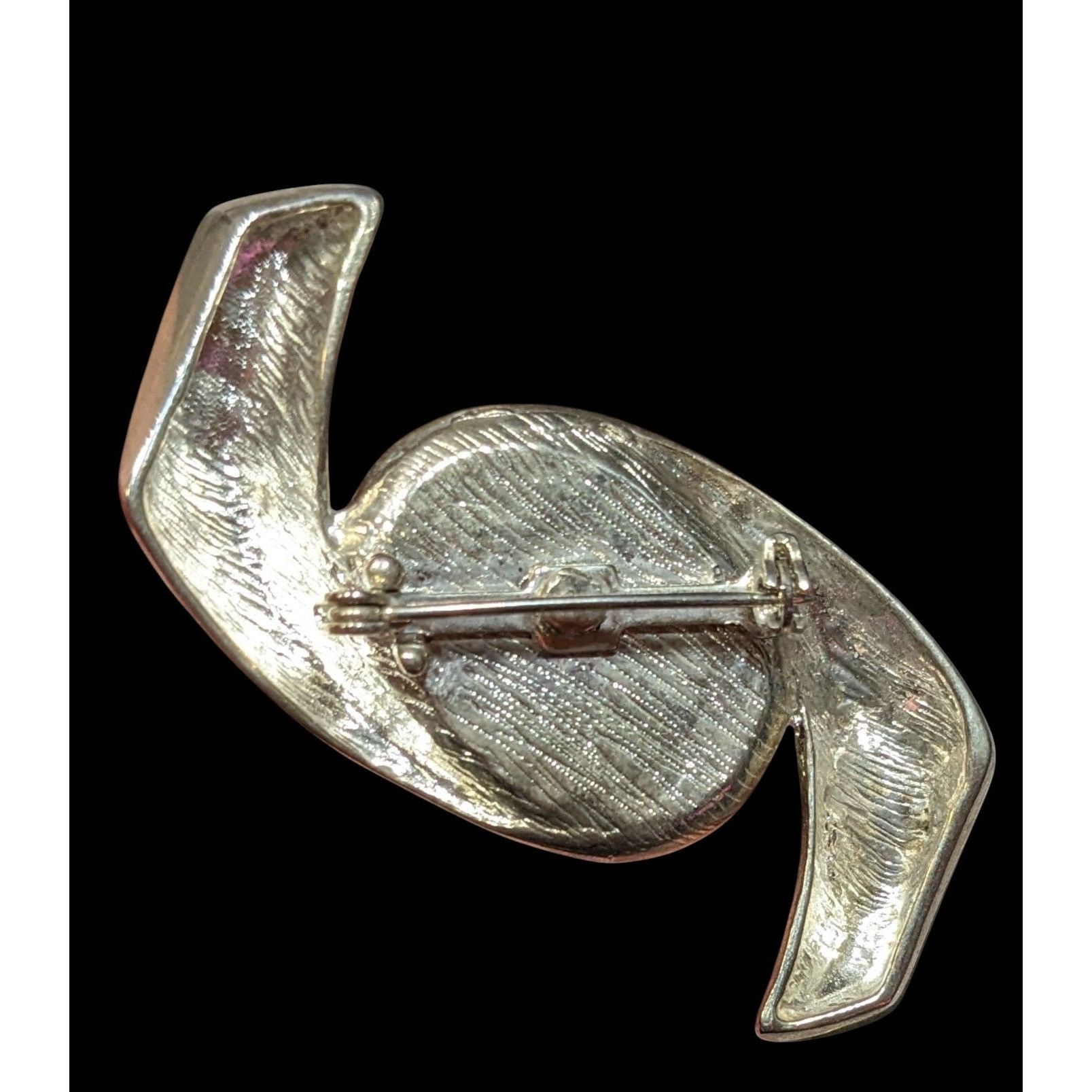 Other Vintage Abstract Art Deco Swirl Brooch With Onyx Cabochon Size ONE SIZE - 2 Thumbnail