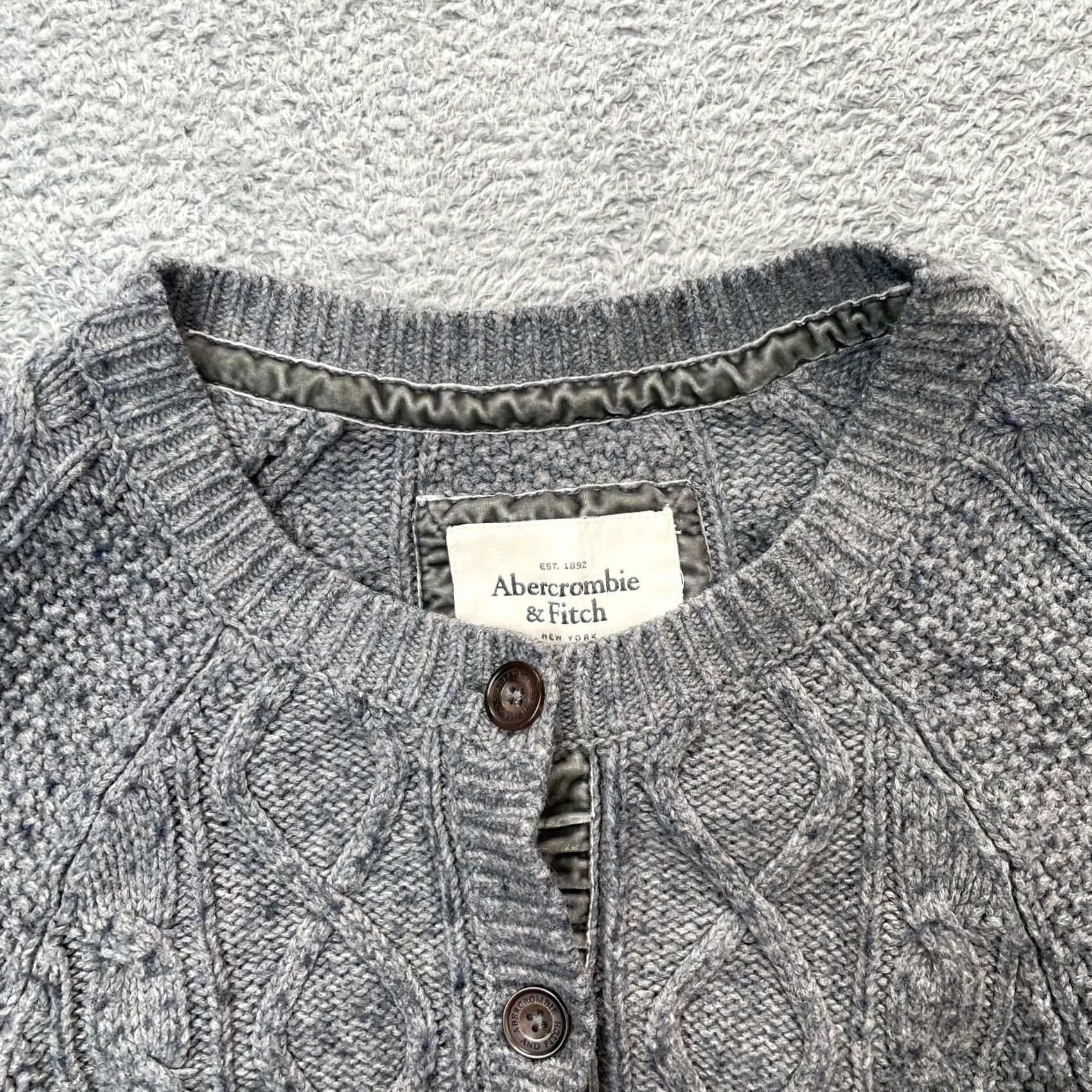 Abercrombie & Fitch Abercrombie And Fitch Sweater Womens Large Gray Cardigan Rabbit Hair Cable Knit Size L / US 10 / IT 46 - 6 Thumbnail