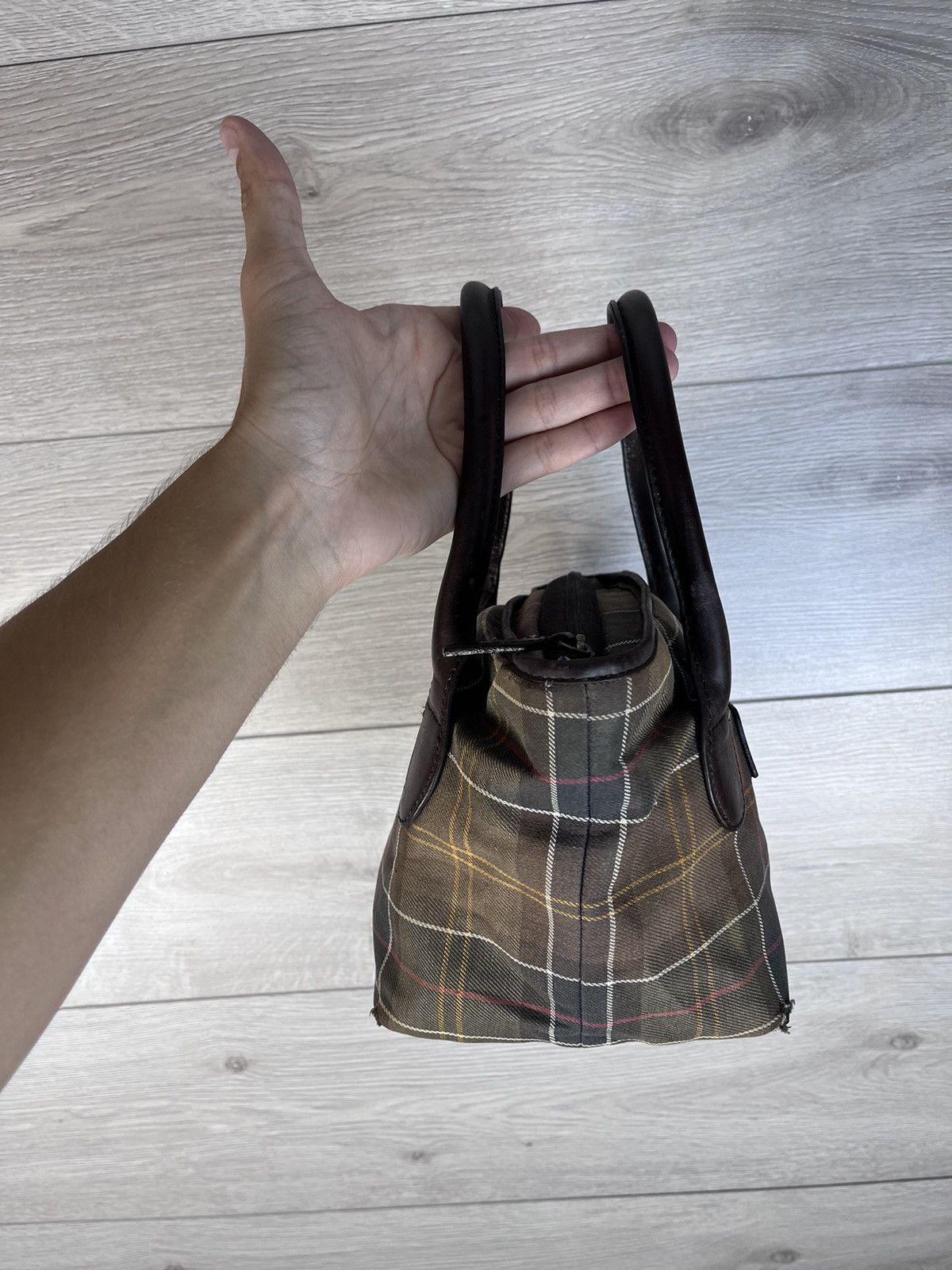 Barbour Women's Barbour Tote Hand Bag Cotton Leather Tartan Bag Smal Size ONE SIZE - 4 Thumbnail