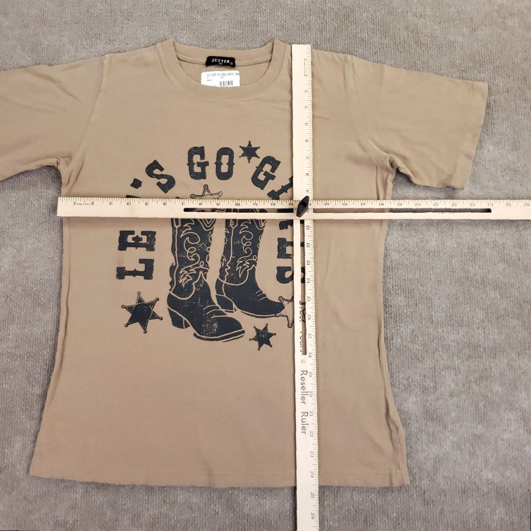 Vintage Zutter Crop Top Shirt Womens S Brown Western Short Sleeve Crew Neck T-Shirt Size S / US 4 / IT 40 - 3 Thumbnail