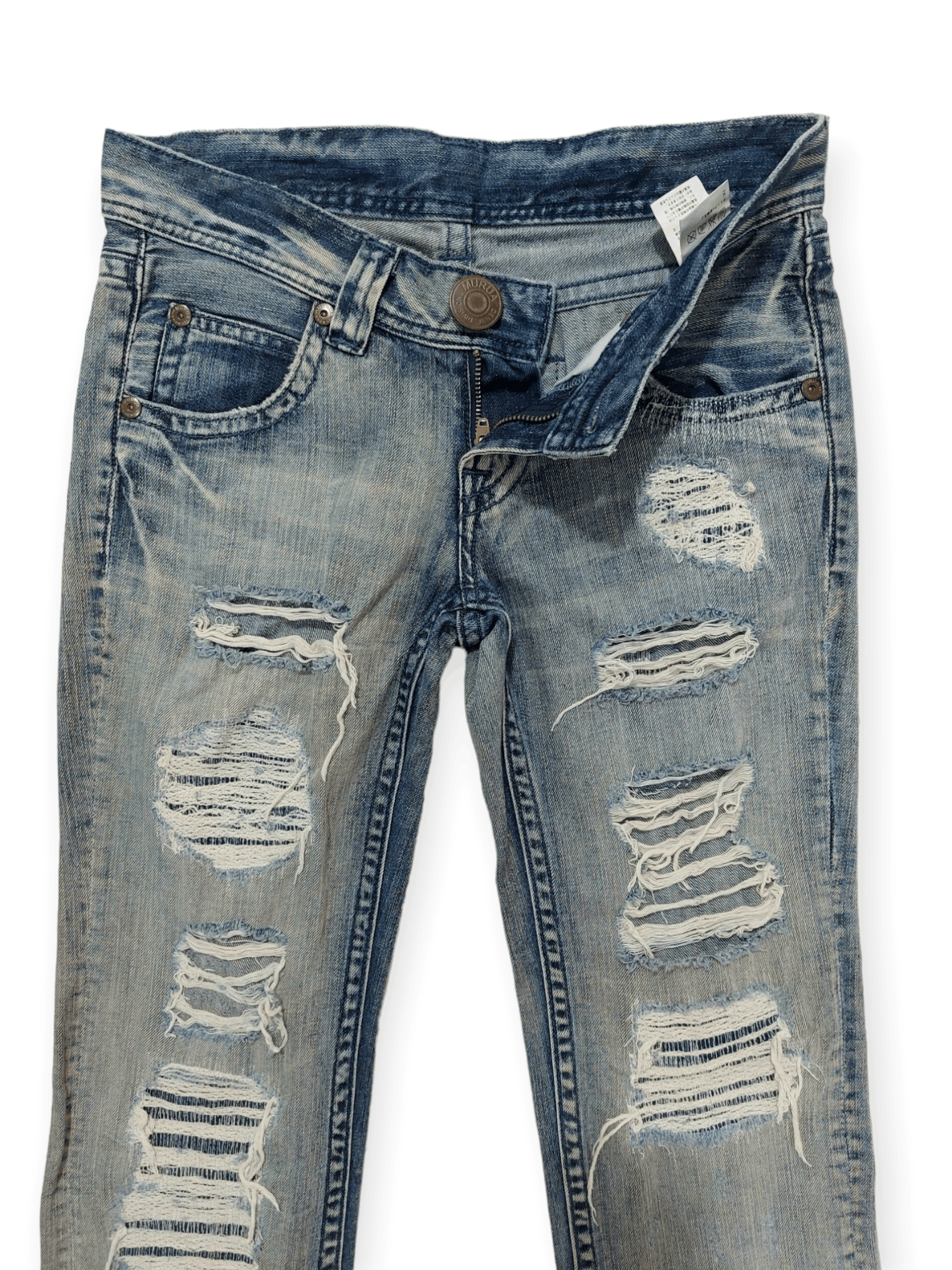 Designer Murua Low Rise Thrashed Denim Jeans Size 28" / US 6 / IT 42 - 7 Thumbnail