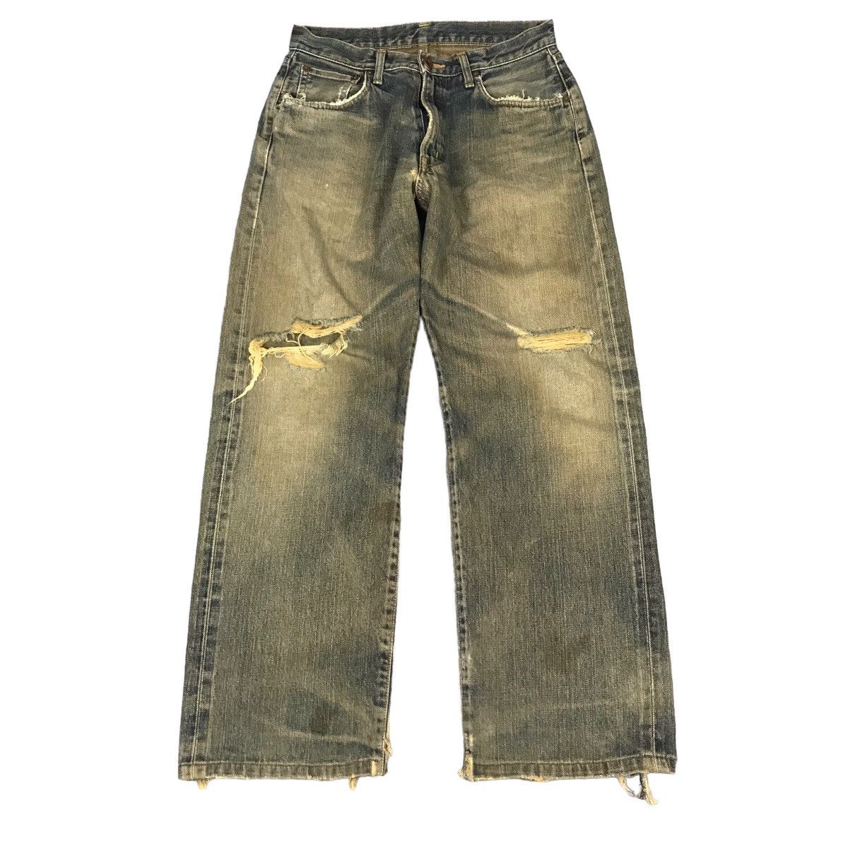 Japanese Brand RIPPED DISTRESSED RUST DENIM EDWIN JAPAN DENIM PANTS Size US 28 / EU 44 - 1 Thumbnail