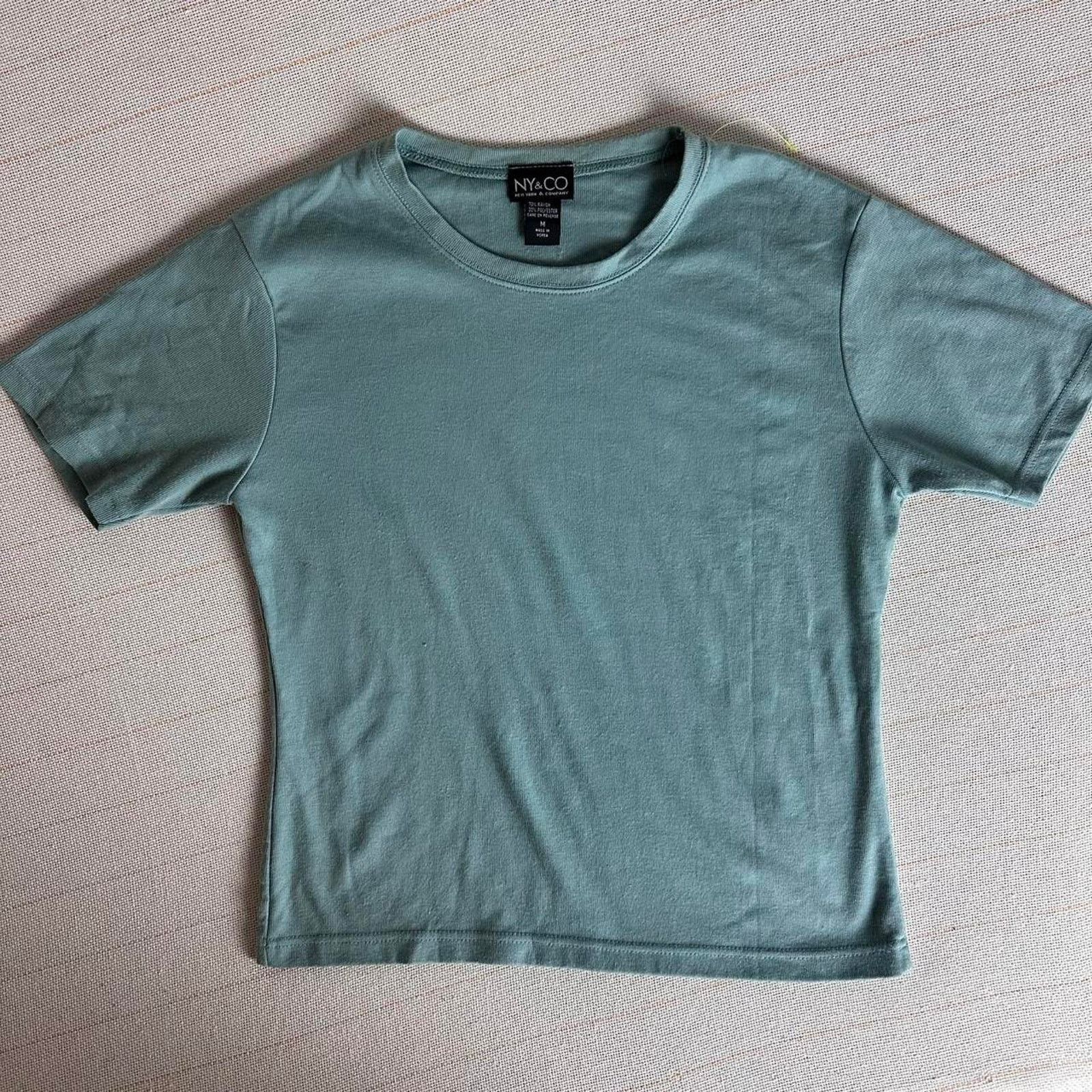 Other NY & Co Teal Blue Blouse Size Medium Short Sleeve Casual Top Size M / US 6-8 / IT 42-44 - 2 Thumbnail