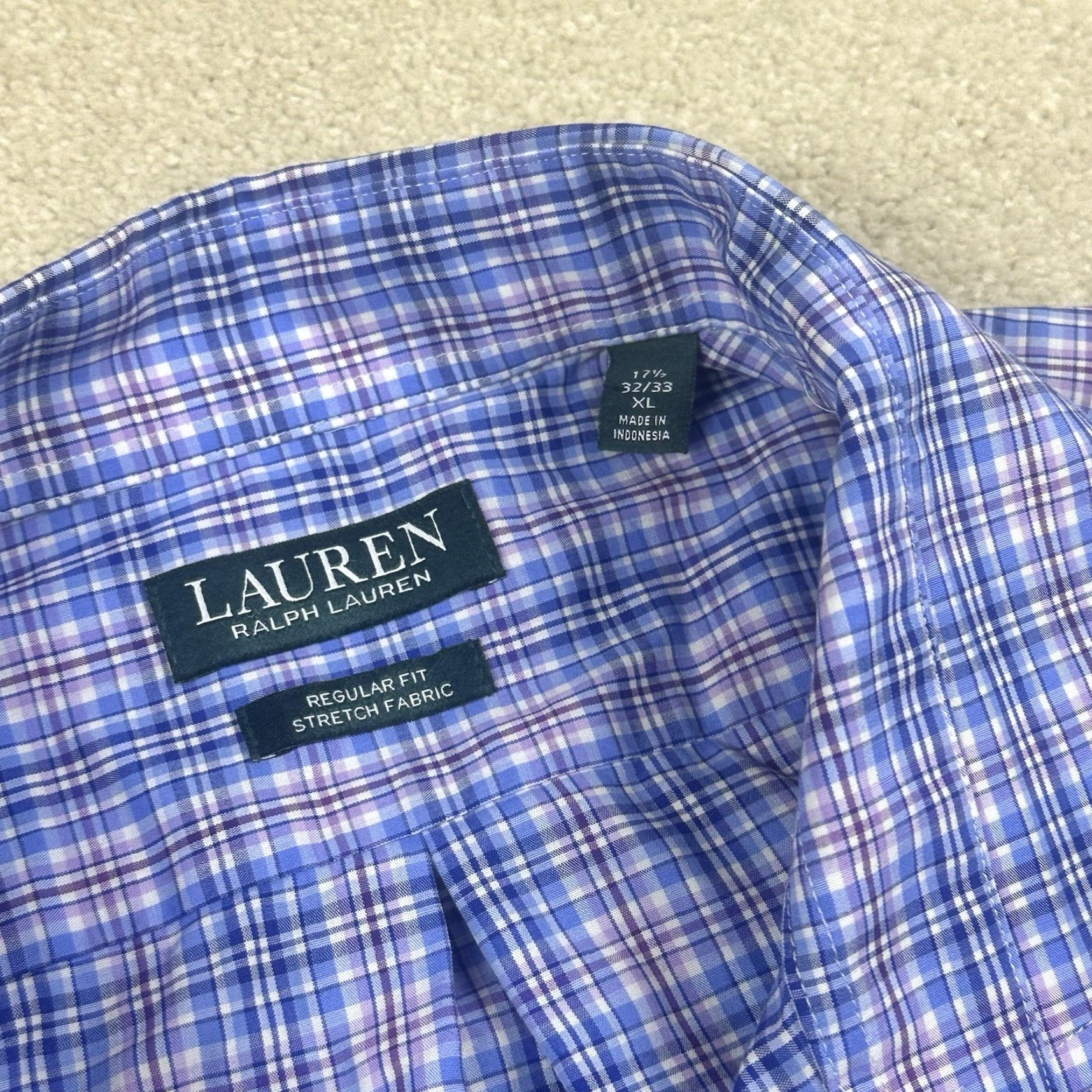 Ralph Lauren Lauren Ralph Dress Shirt Mens Blue Pink Check XL 17.5 32 Size 46R - 4 Thumbnail