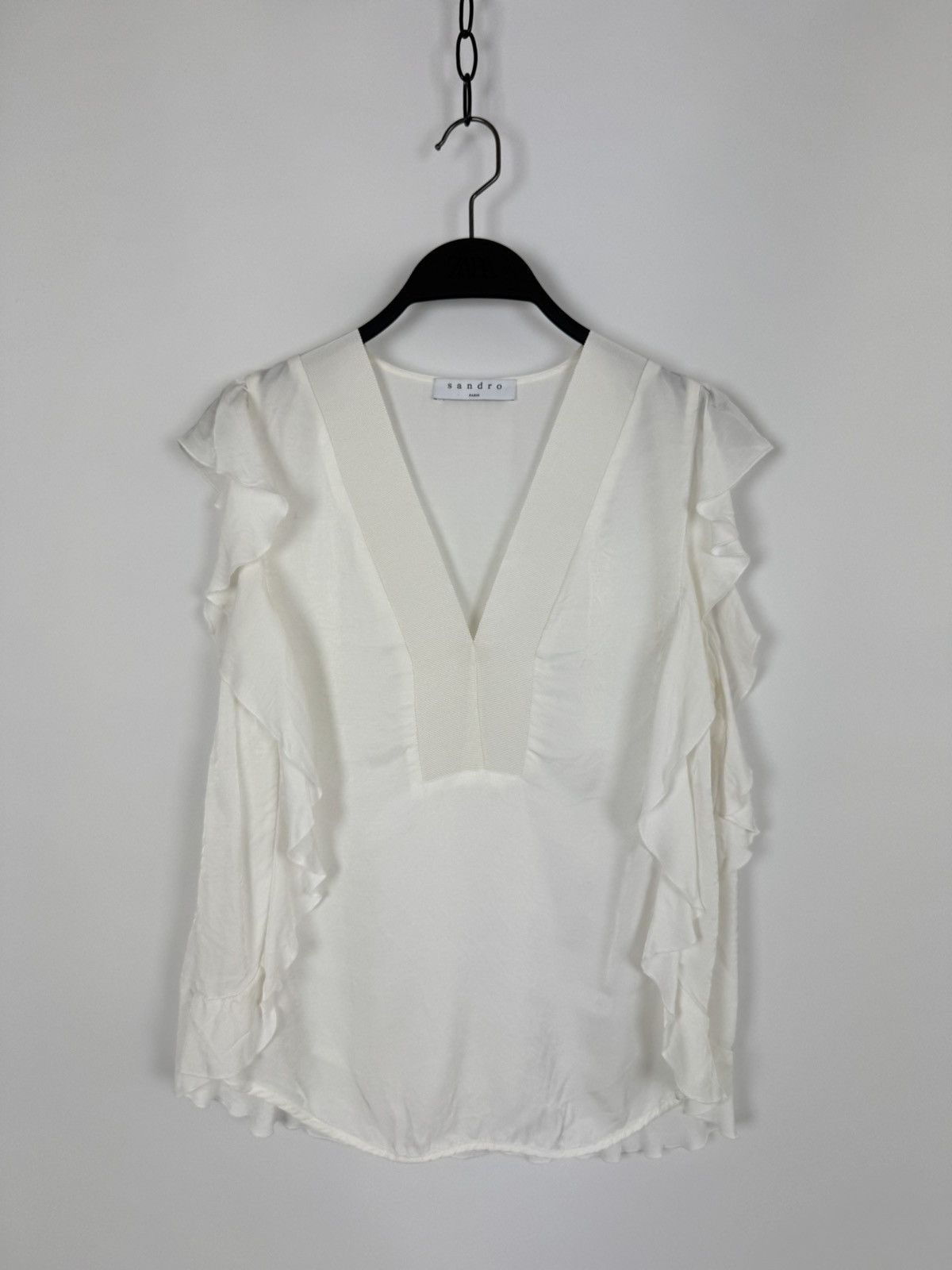Sandro Sandro Ruffle Sleeve Lace Blouse Size S / US 4 / IT 40 - 2 Thumbnail