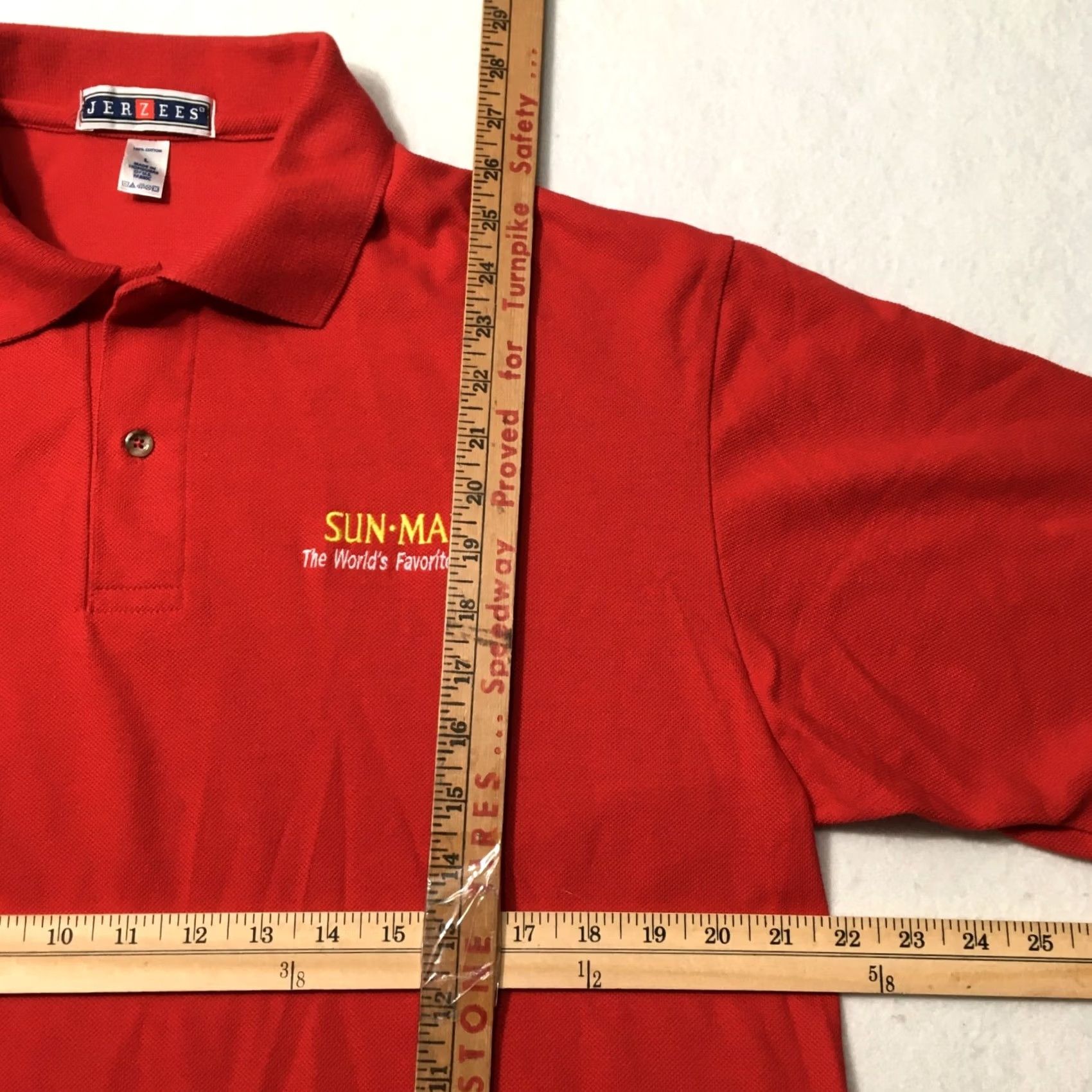 Jerzees JERZEES Sun-Maid Men's Polo Shirt LARGE Cotton Red Short Sleeve Size US L / EU 52-54 / 3 - 3 Thumbnail