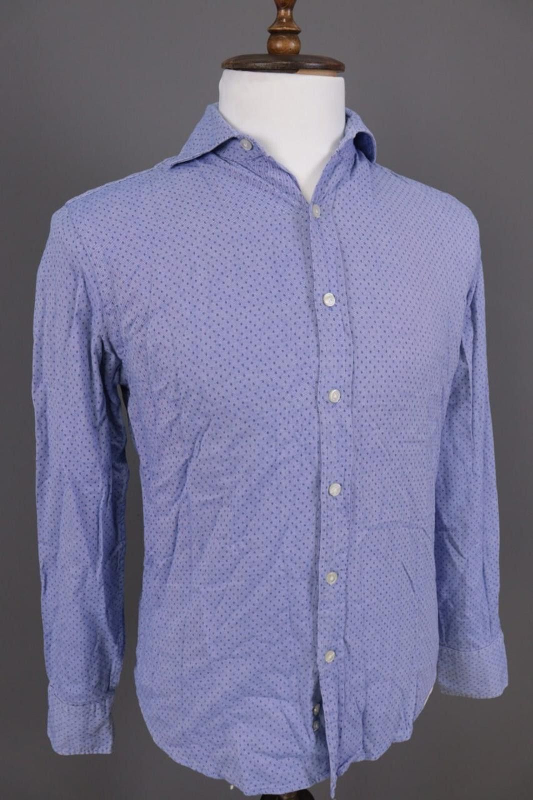Designer Boggi Milano Custom Fit Blue Dotted Shirt Size M Size US M / EU 48-50 / 2 - 2 Thumbnail