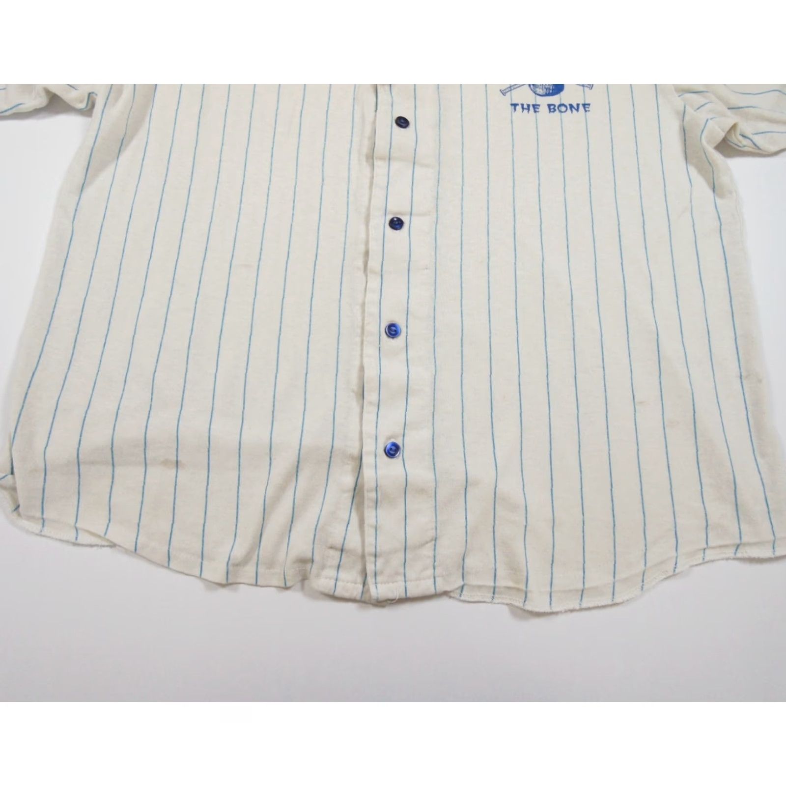 Bones VINTAGE Bad to the Bone Blue Striped Shirt Adult Large 90s Skull Mens Size US L / EU 52-54 / 3 - 4 Thumbnail