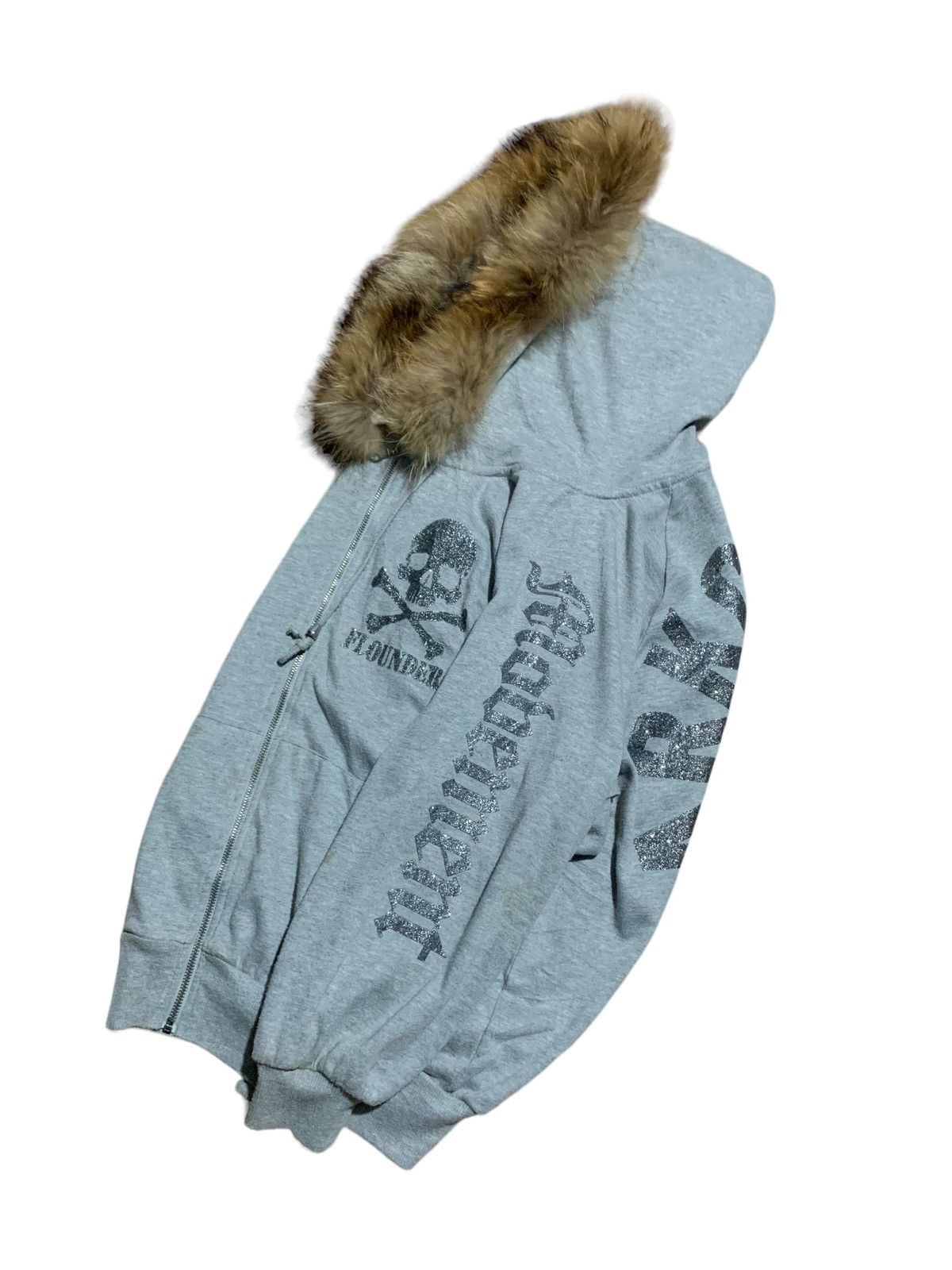 Plein Beaute baggy glitter skull poem fur hoodie oversized