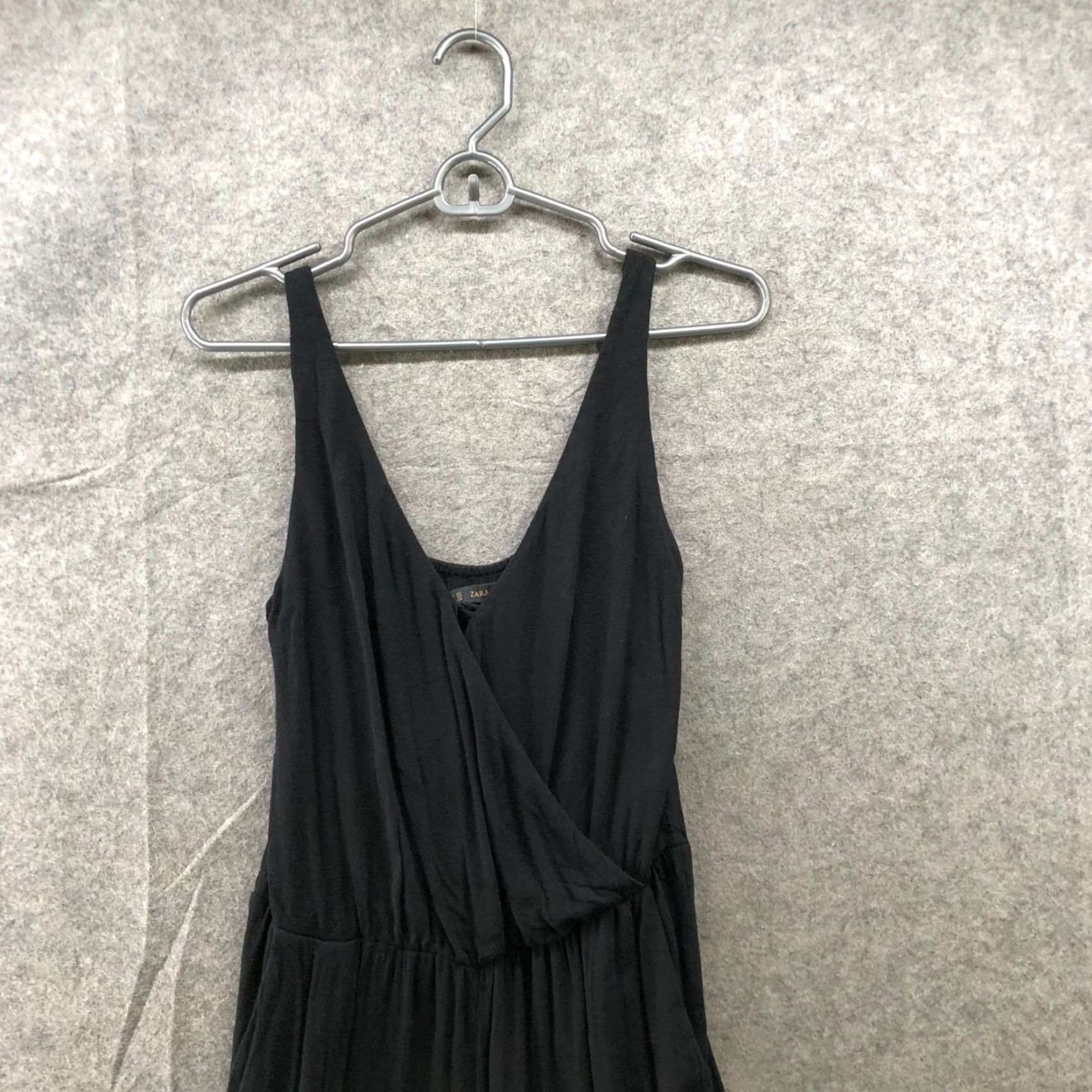 Zara Zara Black Sleeveless Jumpsuit Womens XS V-Neck Surplice Tapered Leg Crepe Casual Size 26" / US 2 / IT 38 - 3 Thumbnail
