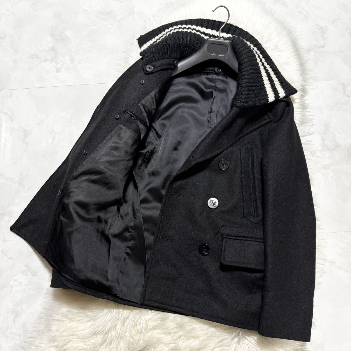 Givenchy Givenchy Striped Rib Knit Melton Peacoat Jacket Size US S / EU 44-46 / 1 - 9 Thumbnail