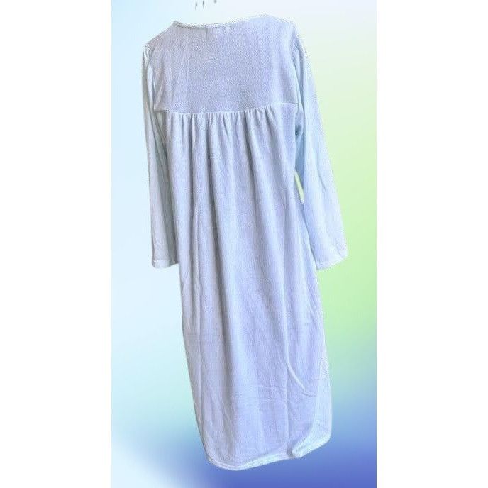 Vintage Miss Elaine Maxi Nightgown Small Blue Fleece Embroidered Size S / US 4 / IT 40 - 4 Thumbnail
