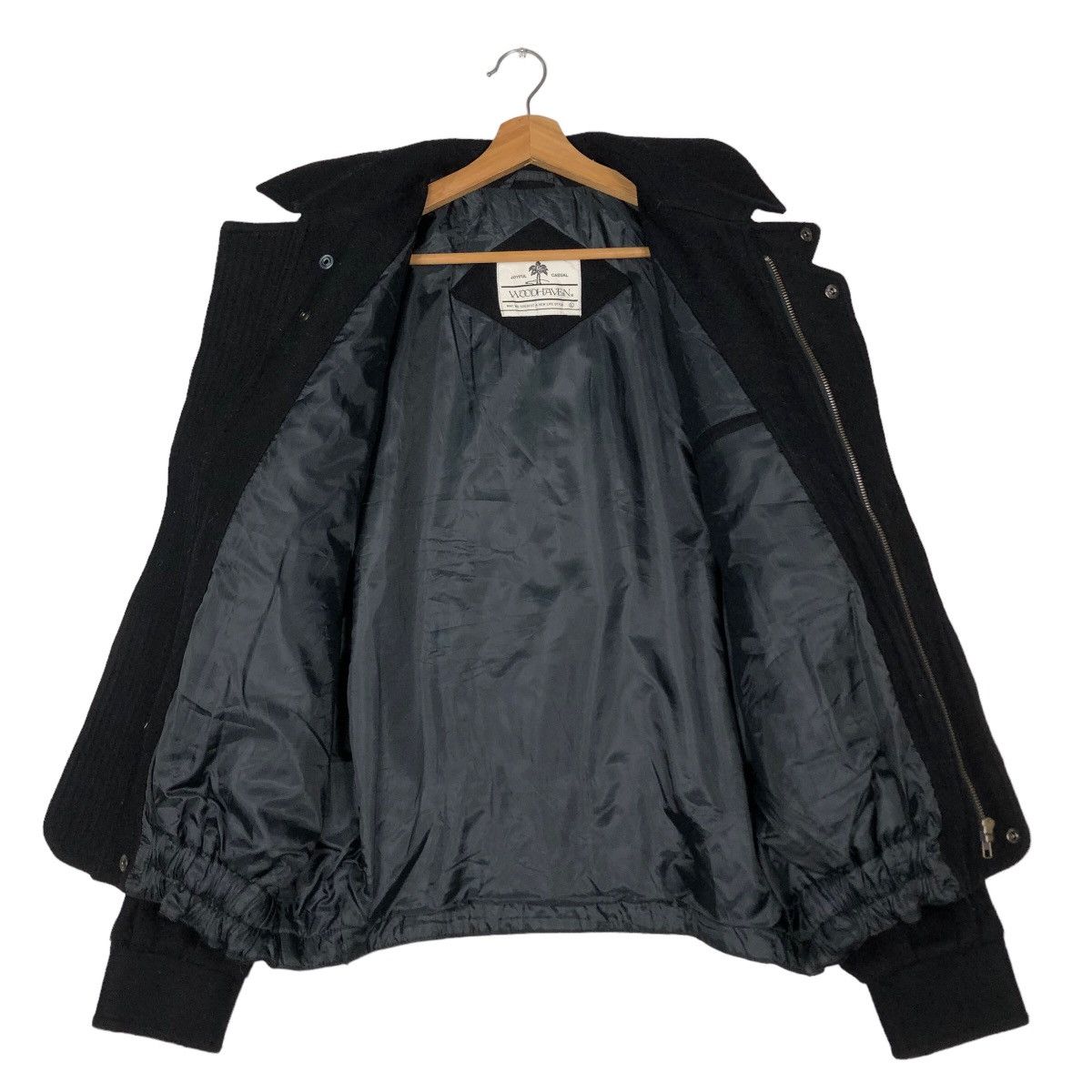 Issey Miyake 🔥Rich Black - Vintage Wool Biker Jacket Wood Heaven Japan Size US L / EU 52-54 / 3 - 13 Thumbnail