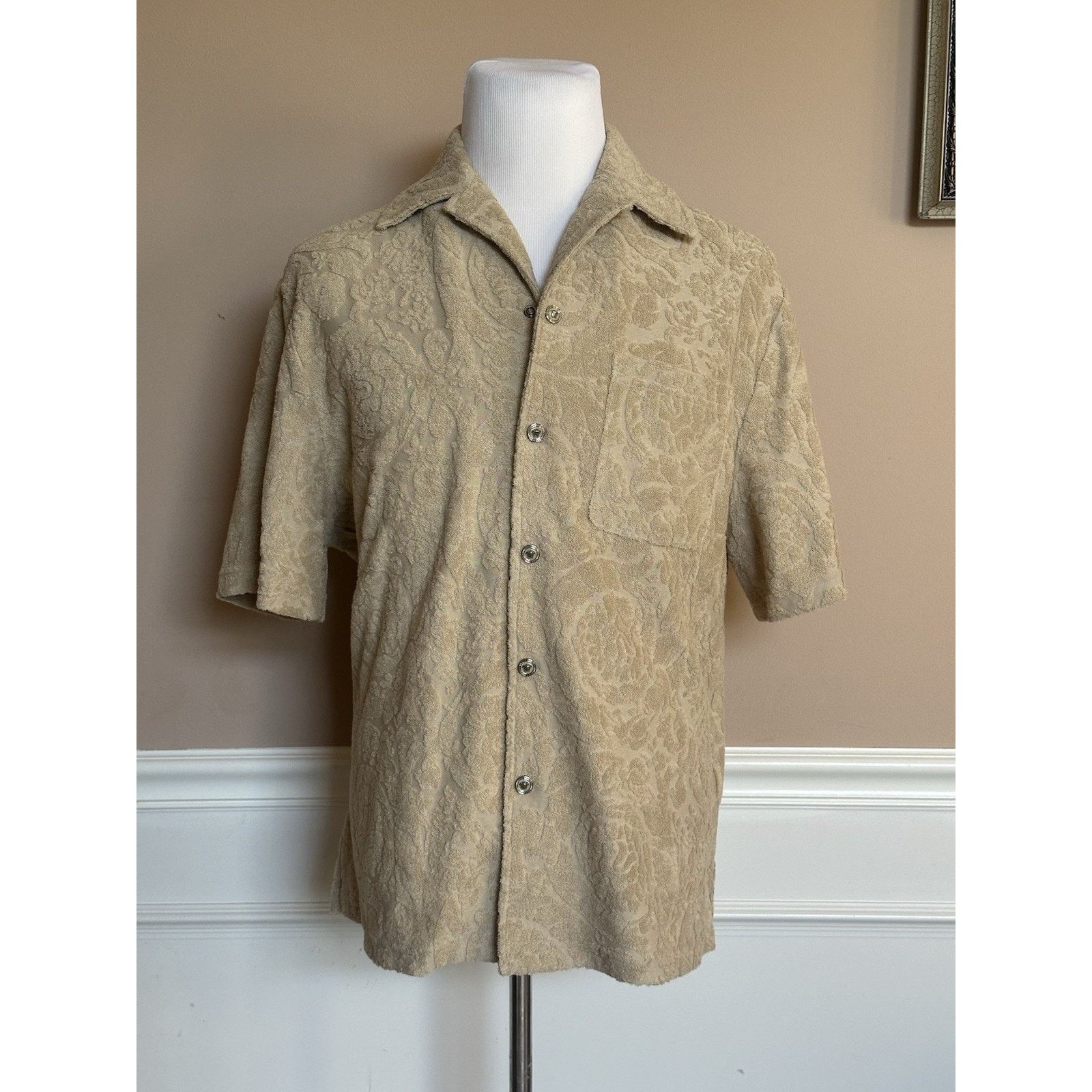 Versace Versace Barocco Jacquard Towel Shirt Size XL 1015692 Size US XL / EU 56 / 4 - 5 Thumbnail