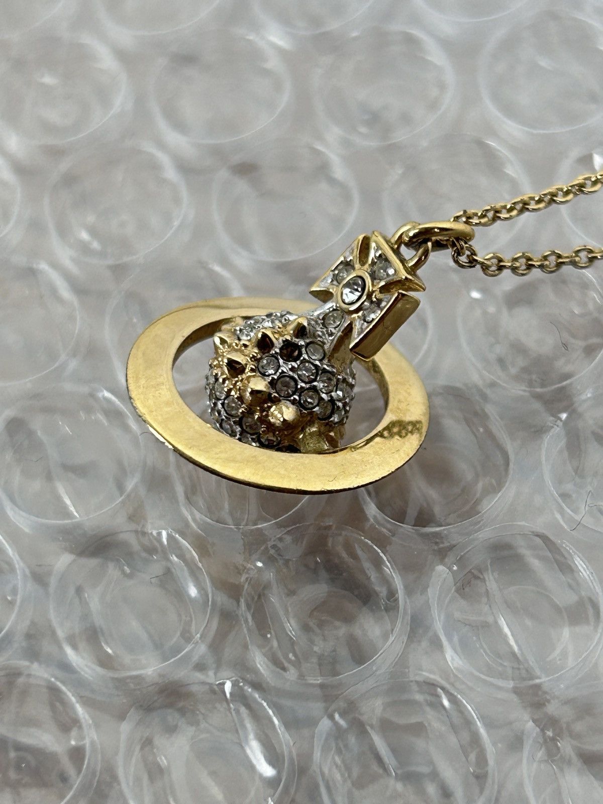 Vivienne Westwood Vivienne Westwood Rare Tilted Rhinestone 3D Pendant Necklace Size ONE SIZE - 2 Thumbnail