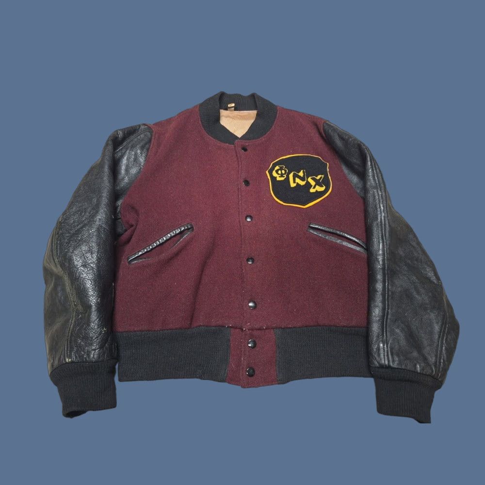 Vintage VINTAGE Butwin Varsity Jacket Men Wool Leather Burgundy 44 Sz 50s 60s Varisty Leather Lining MwY Size US S / EU 44-46 / 1 - 1 Thumbnail