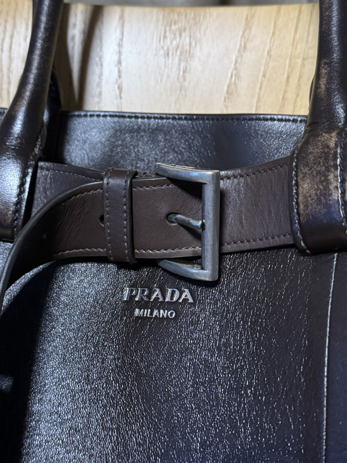 Prada Prada Men’s Buckle Nappa Leather Bag Brown Belt MSRP $8,500 Size ONE SIZE - 14 Thumbnail