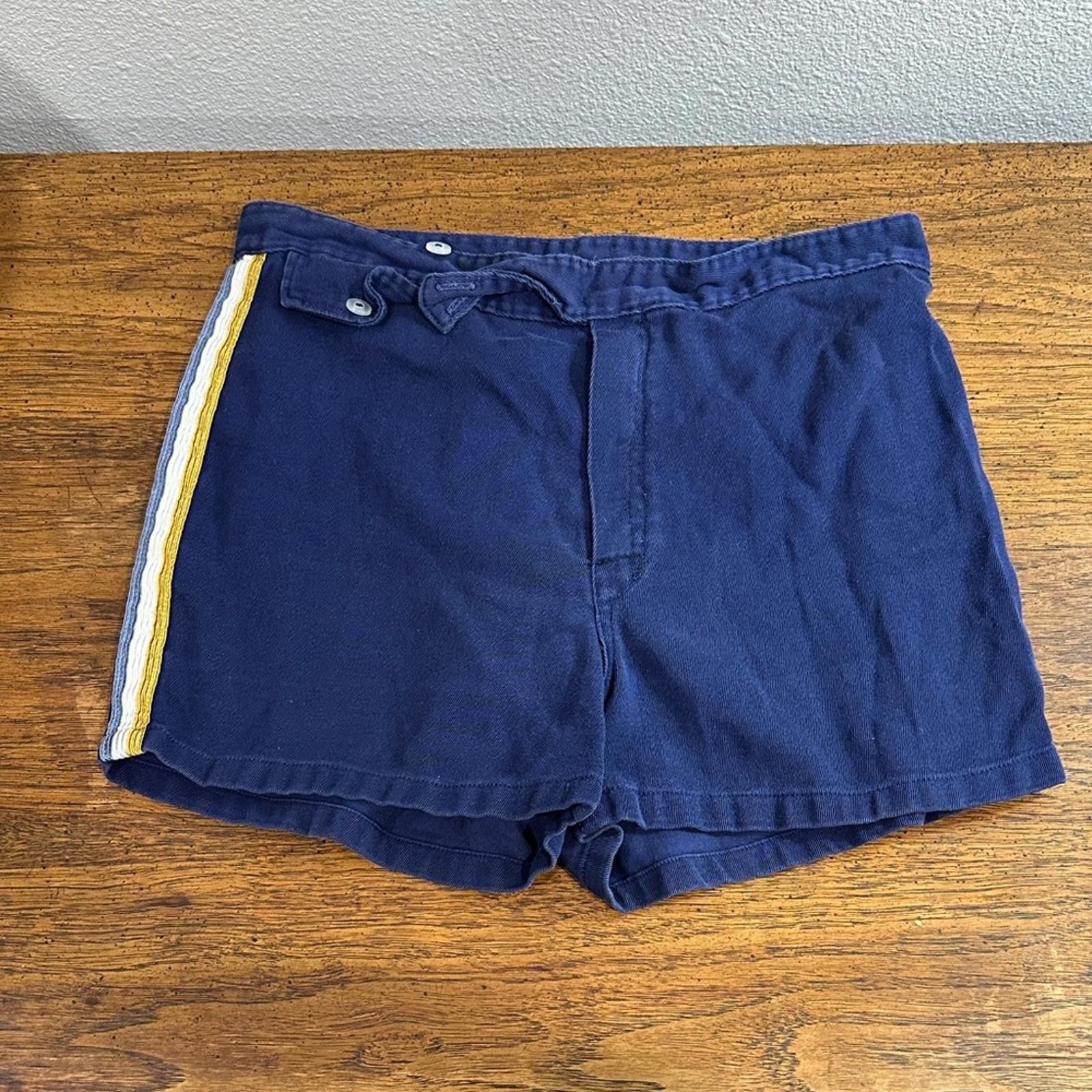 Other Vintage Navy Blue Men's Shorts with Yellow Stripe Size US 32 / EU 48 - 1 Thumbnail