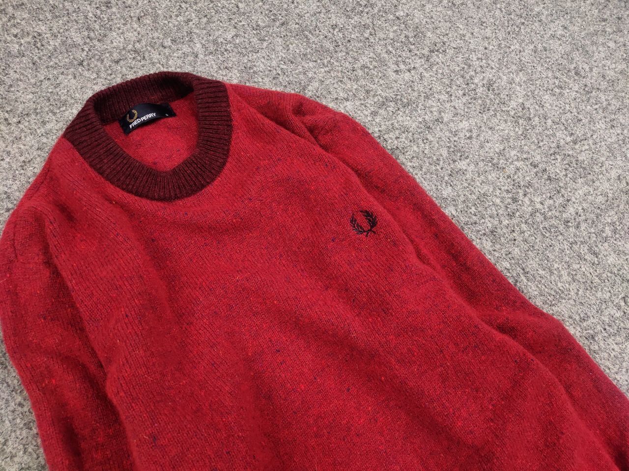 Fred Perry Fred Perry Design Classic Red Wool Crew Check Sweater Size US S / EU 44-46 / 1 - 11 Thumbnail